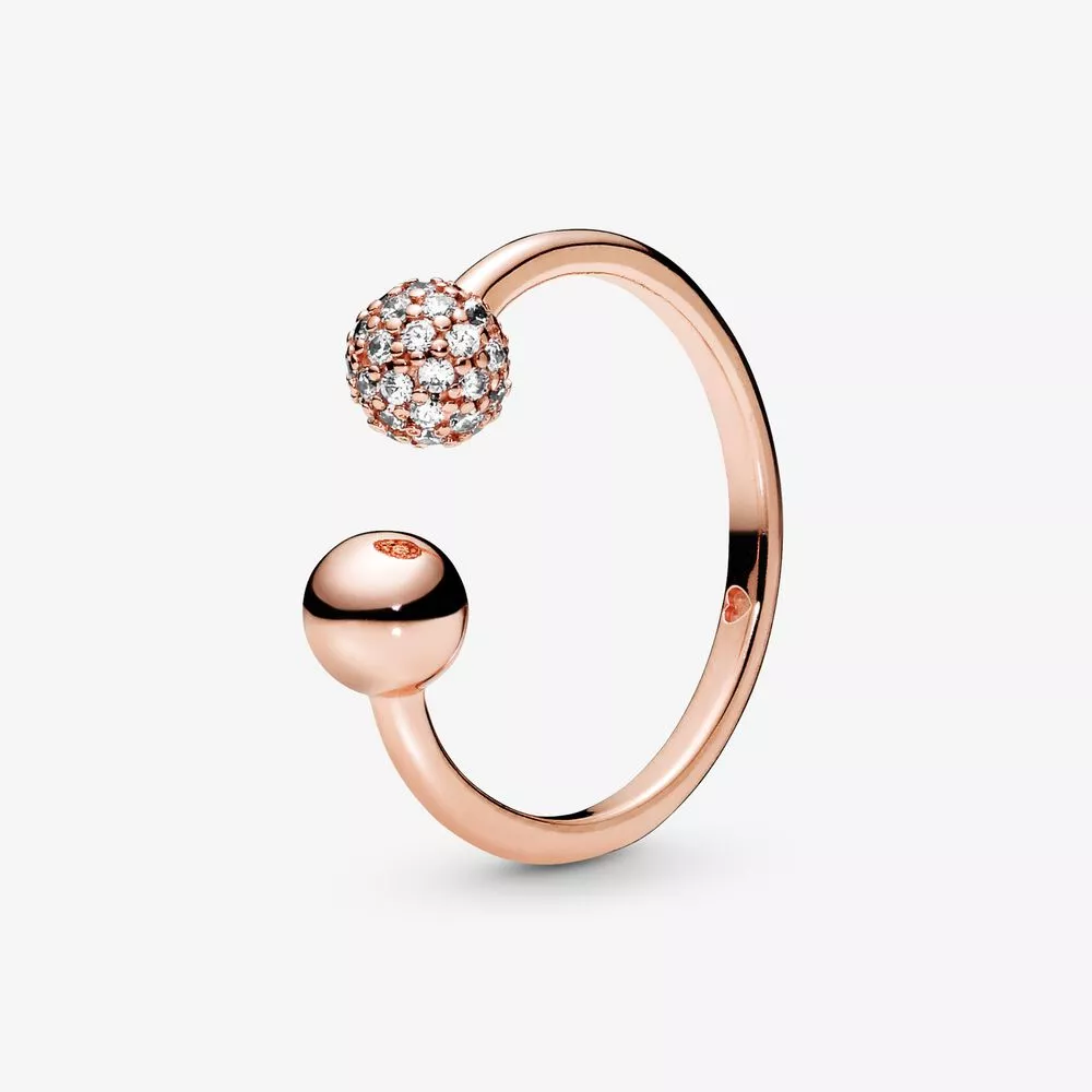 Anel Polished & Pavé Bead Pandora Rose - 188316CZ