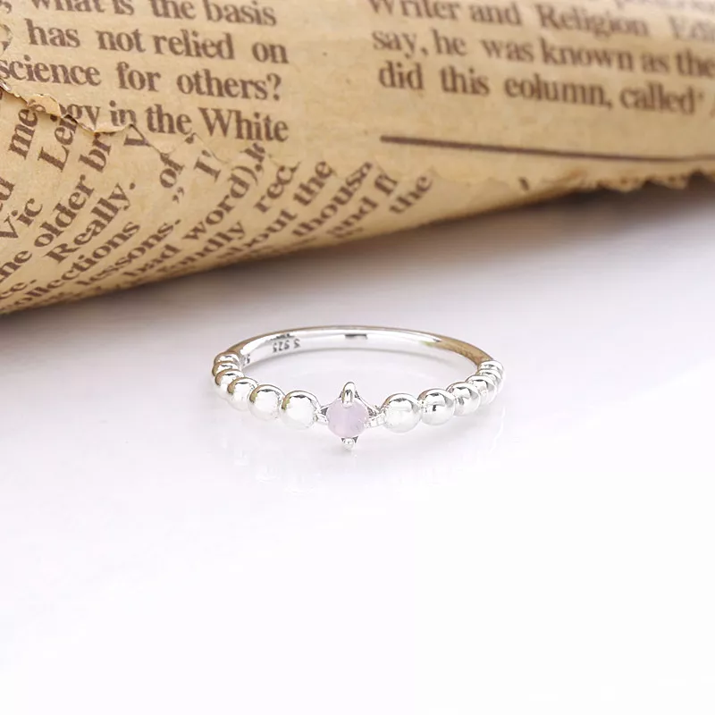 Anel Petal Pink Beaded Pandora - 198867C09