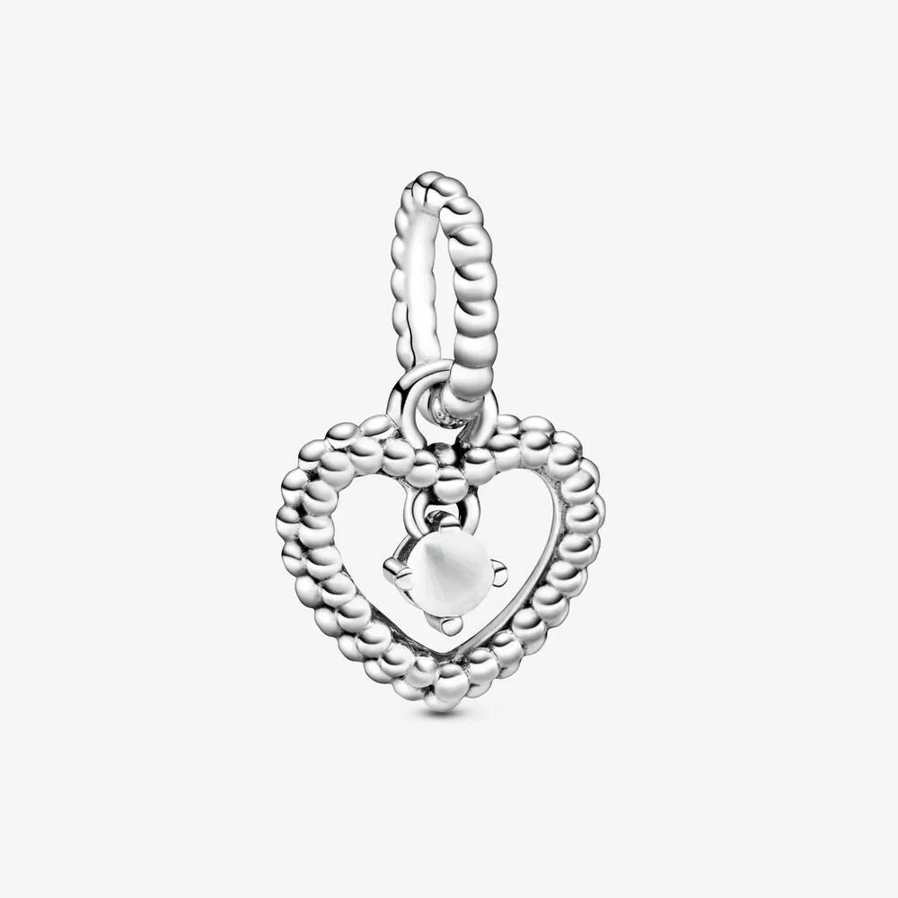 Charm Pendente Coração Branco - Mês De Abril - 798854C04
