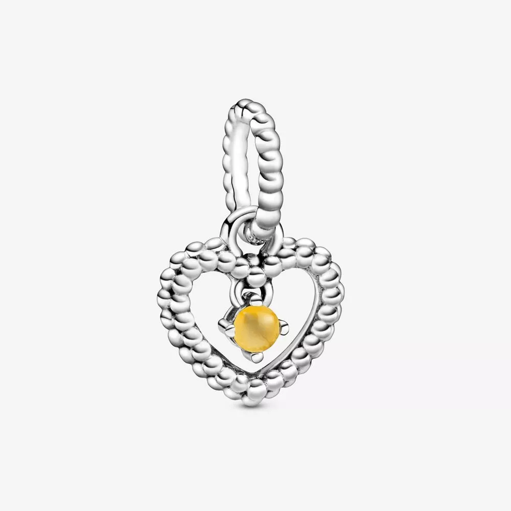 Charm Pendente Coração Esferas Amarelo - Mês De Novembro - 798854C11