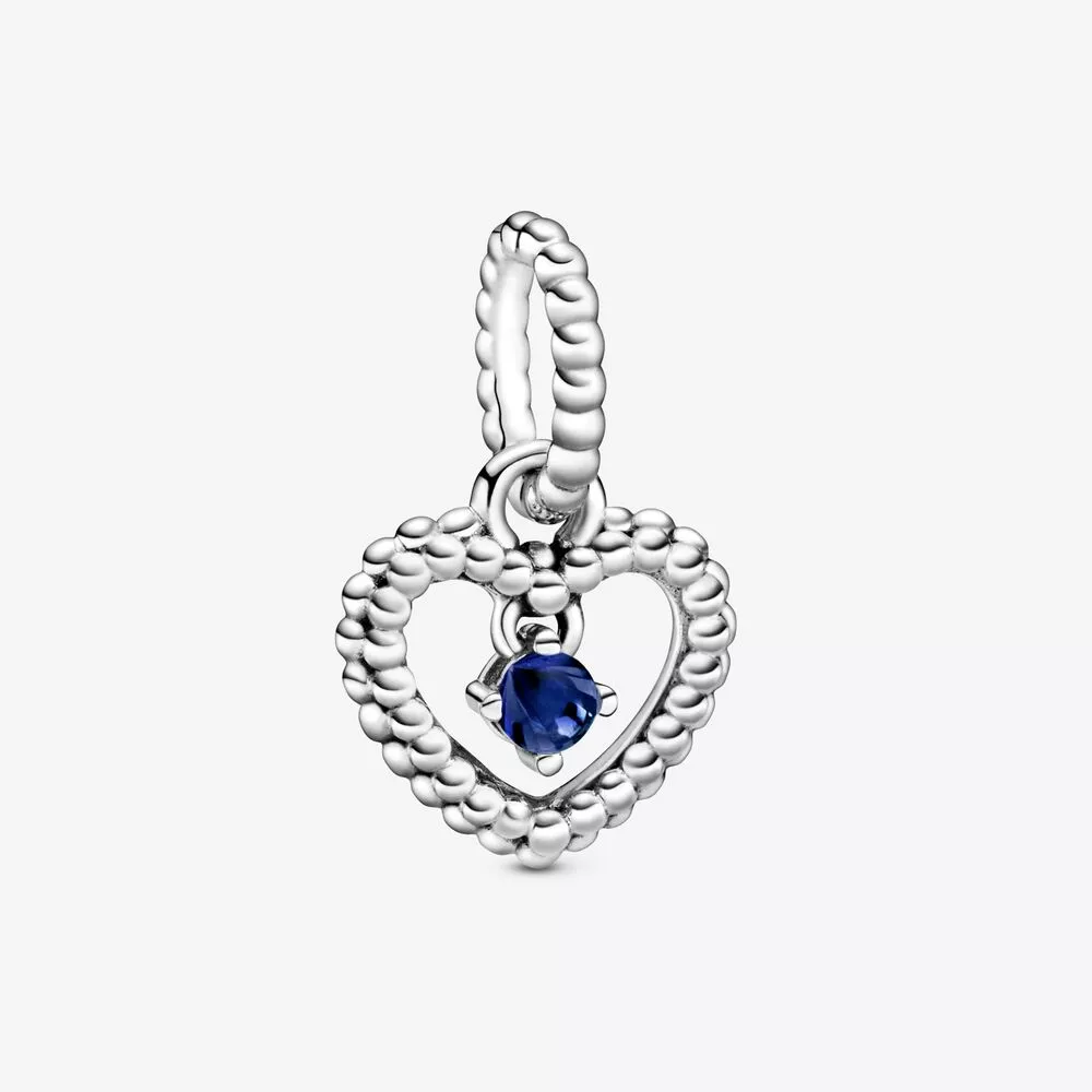Charm Pendente Coração Esferas Azul Marinho - Mês De Setembro - 798854C12