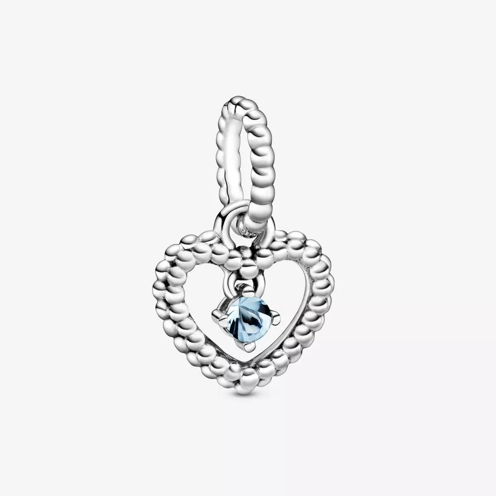 Charm Pendente Coração Esferas Azul Piscina - Mês De Março - 798854C01