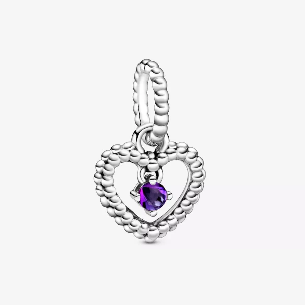 Charm Pendente Coração Esferas Roxo - Mês De Fevereiro - 798854C03