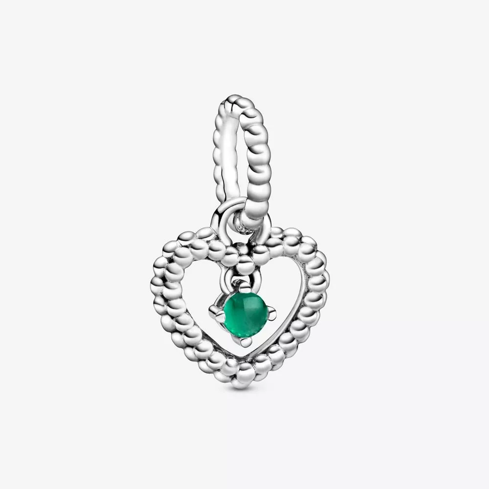 Charm Pendente Coração Esferas Verde Escuro - Mês De Maio - 798854C05