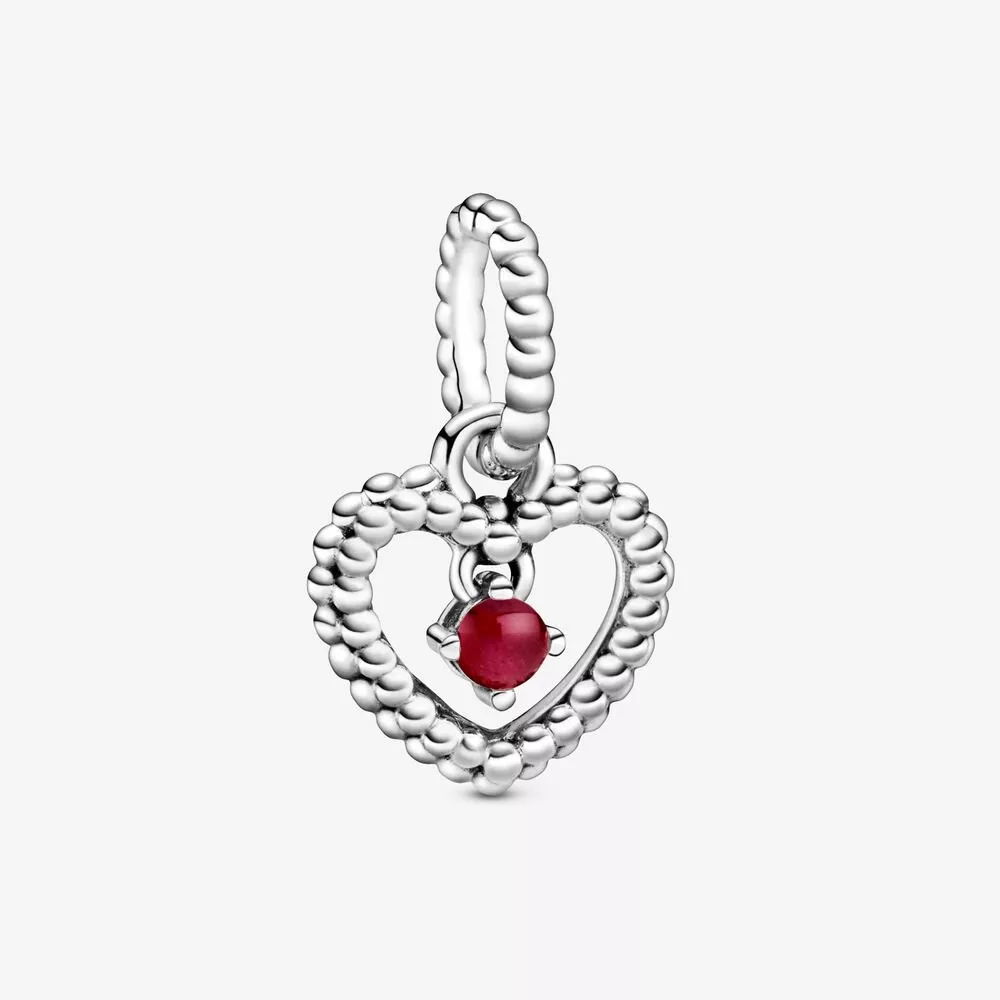 Charm Pendente Coração Esferas Vermelho Escuro - Mês De Janeiro - 798854C08