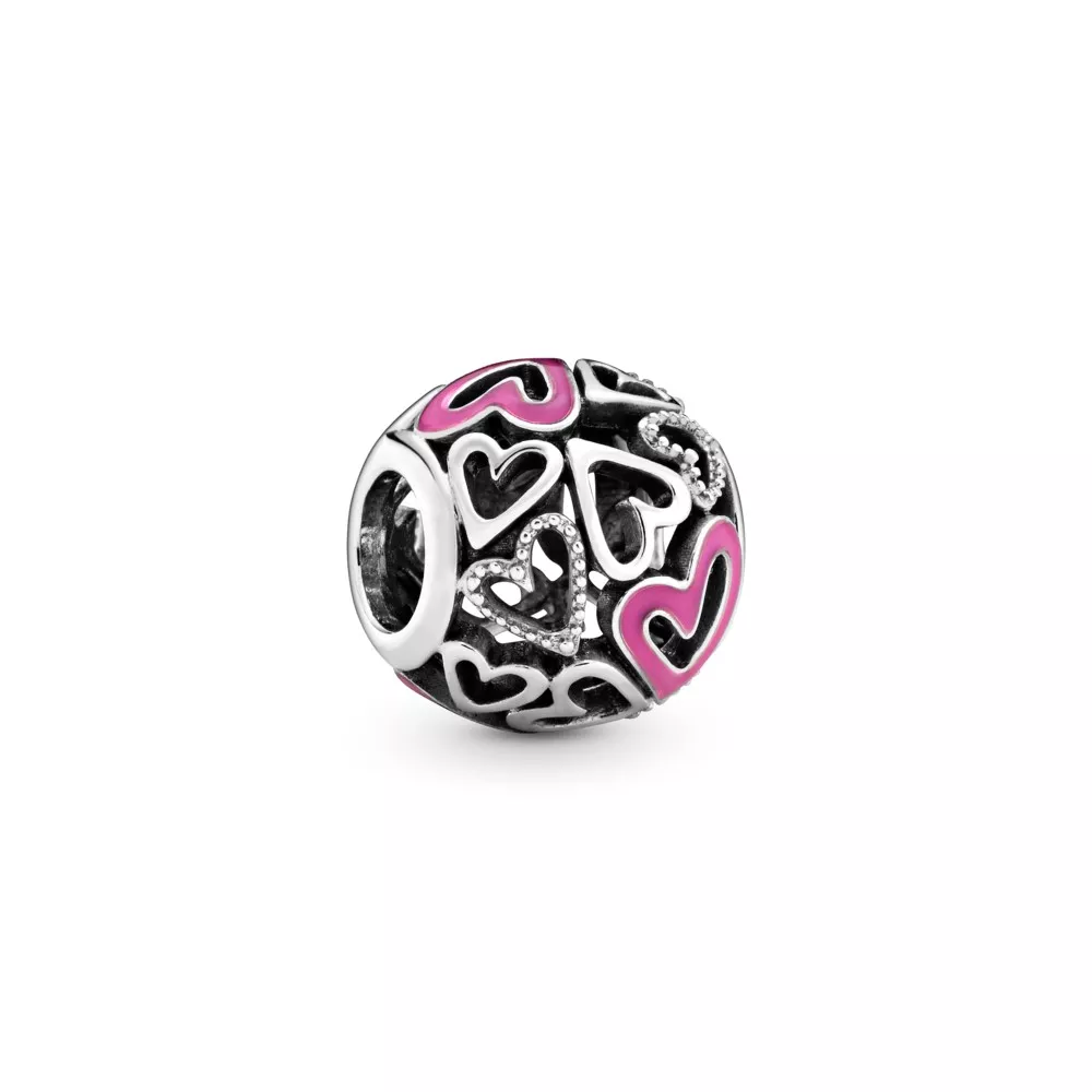 Charm recortes de Coração Rosa à Mão Livre Pandora - 798677C01