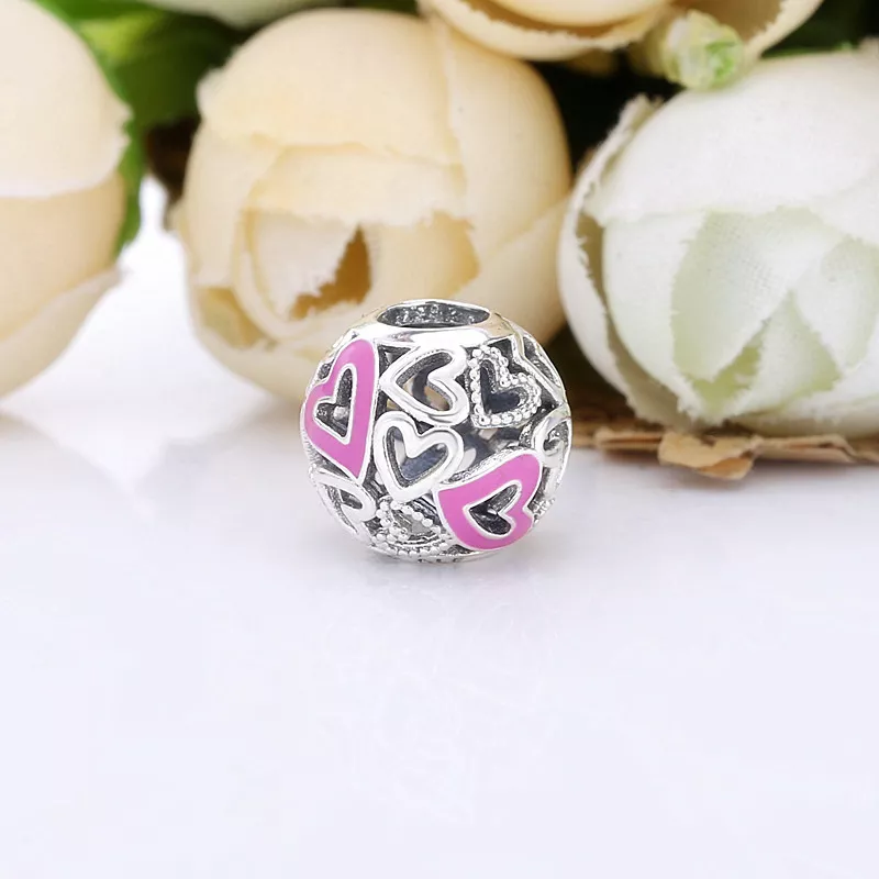 Charm recortes de Coração Rosa à Mão Livre Pandora - 798677C01