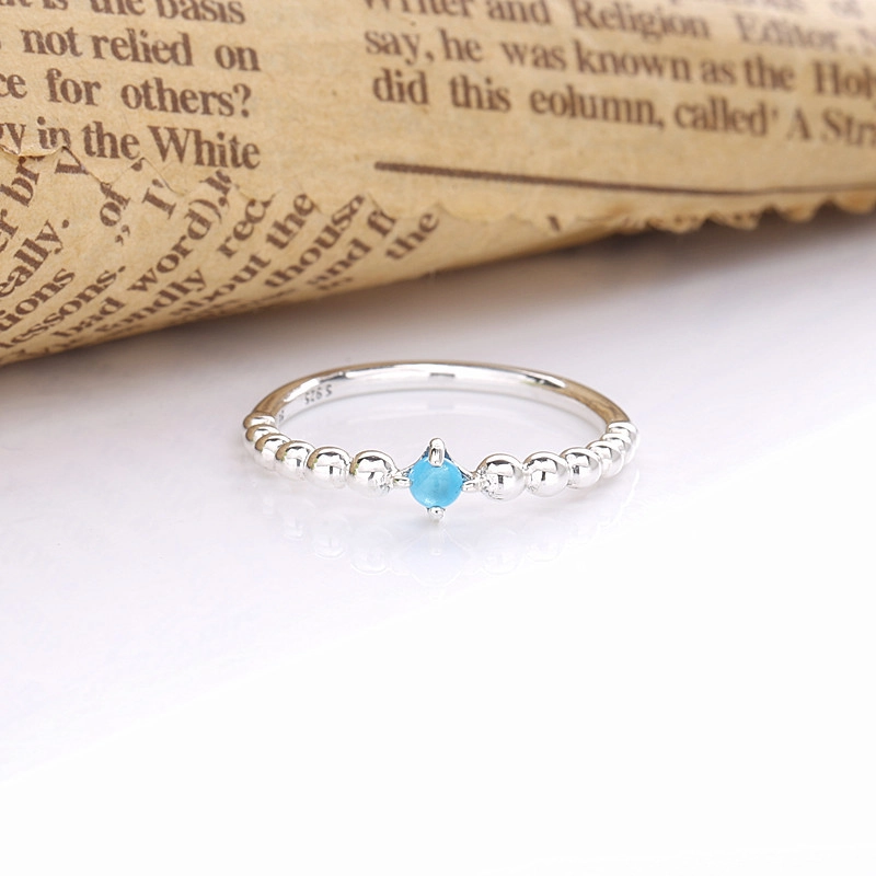 (imagem para) Anel Sky Blue Beaded Pandora - 198867C07 - Visualizar 2