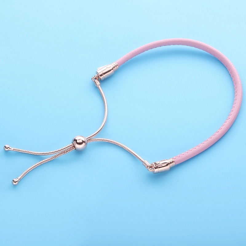 (imagem para) Pulseira de couro rosa Pandora - 589002C01 - Visualizar 2
