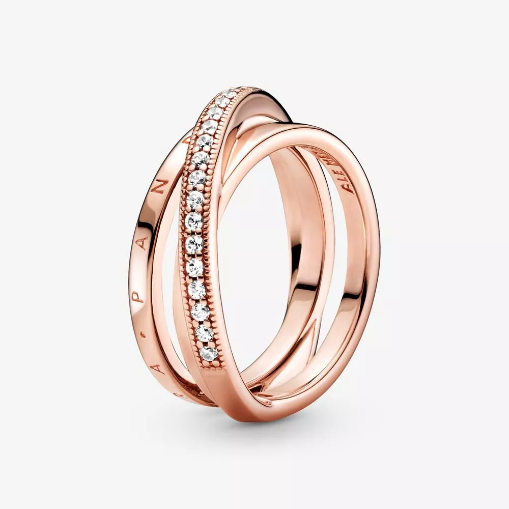 Anel Triplo Cruzado Em Pavé Signature Pandora Rose™ - 189057C01