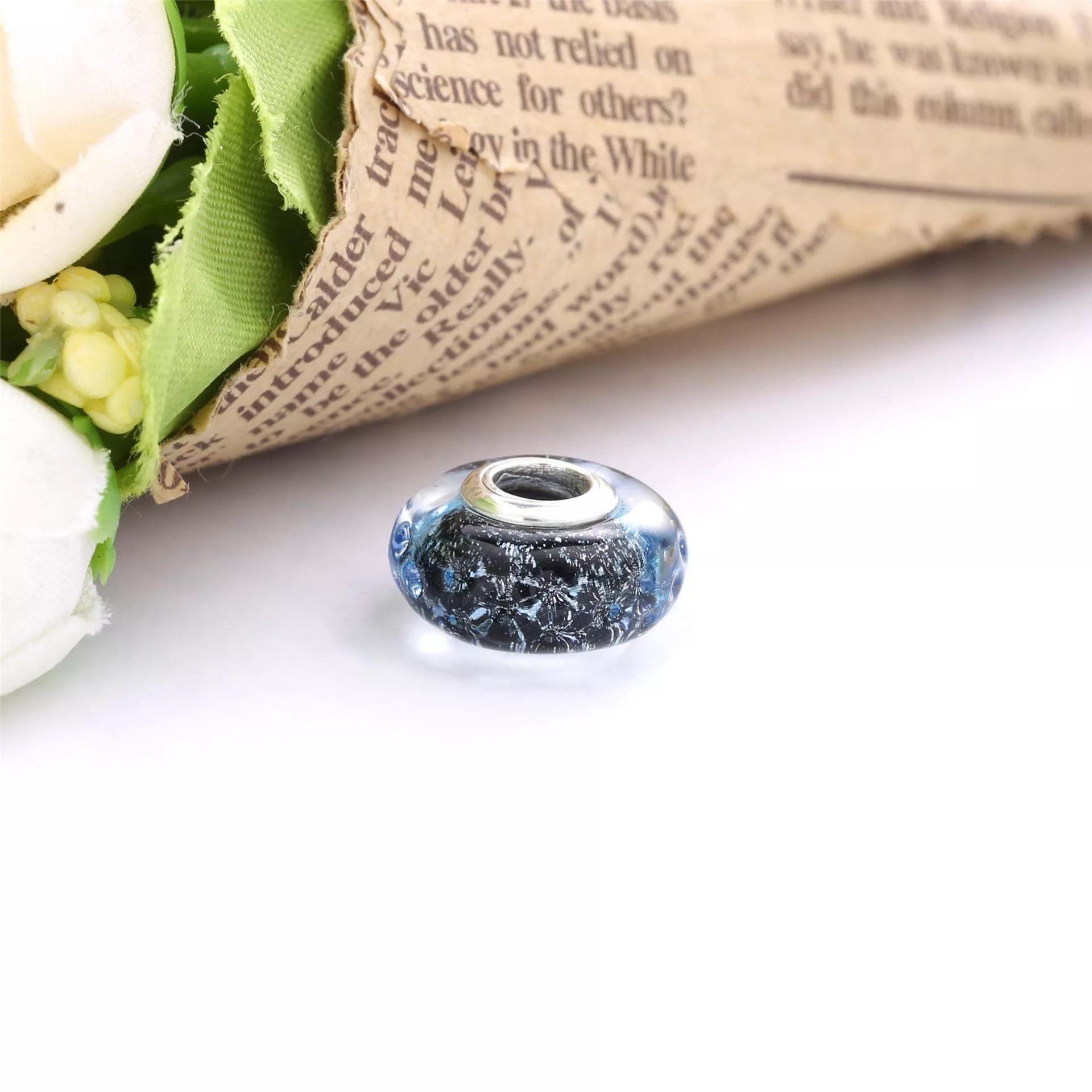 Charm Oceanico Ondas Azul_Escuro Em Vidro Murano Pandora - 798938C00