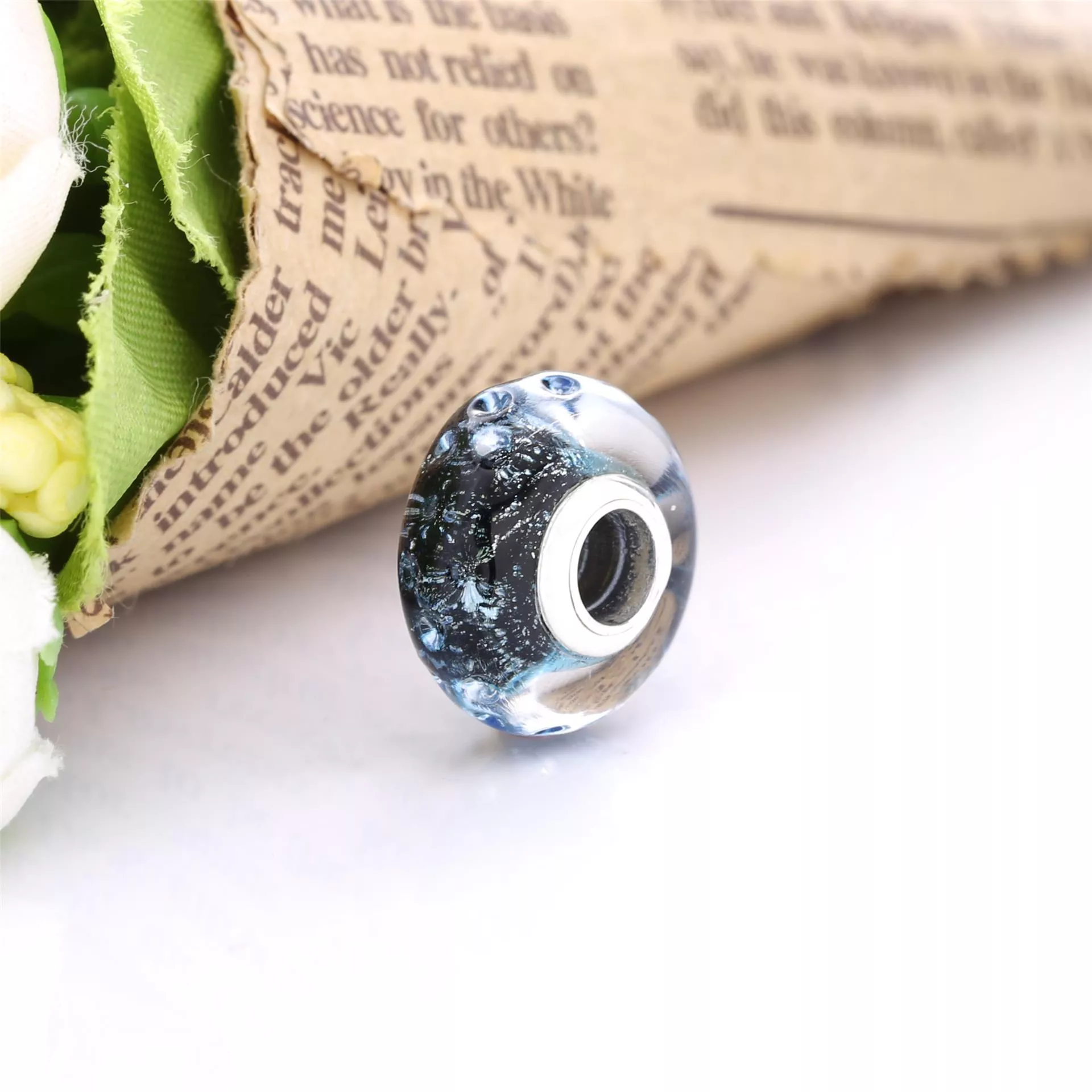 Charm Oceanico Ondas Azul_Escuro Em Vidro Murano Pandora - 798938C00