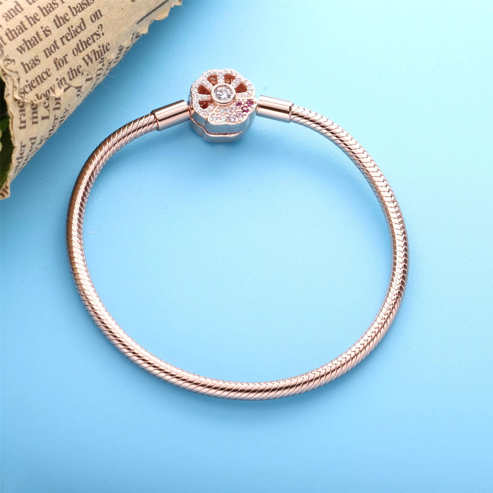 Corrente de cobra de clasp de ventilador Pandora rosa - 588145C01