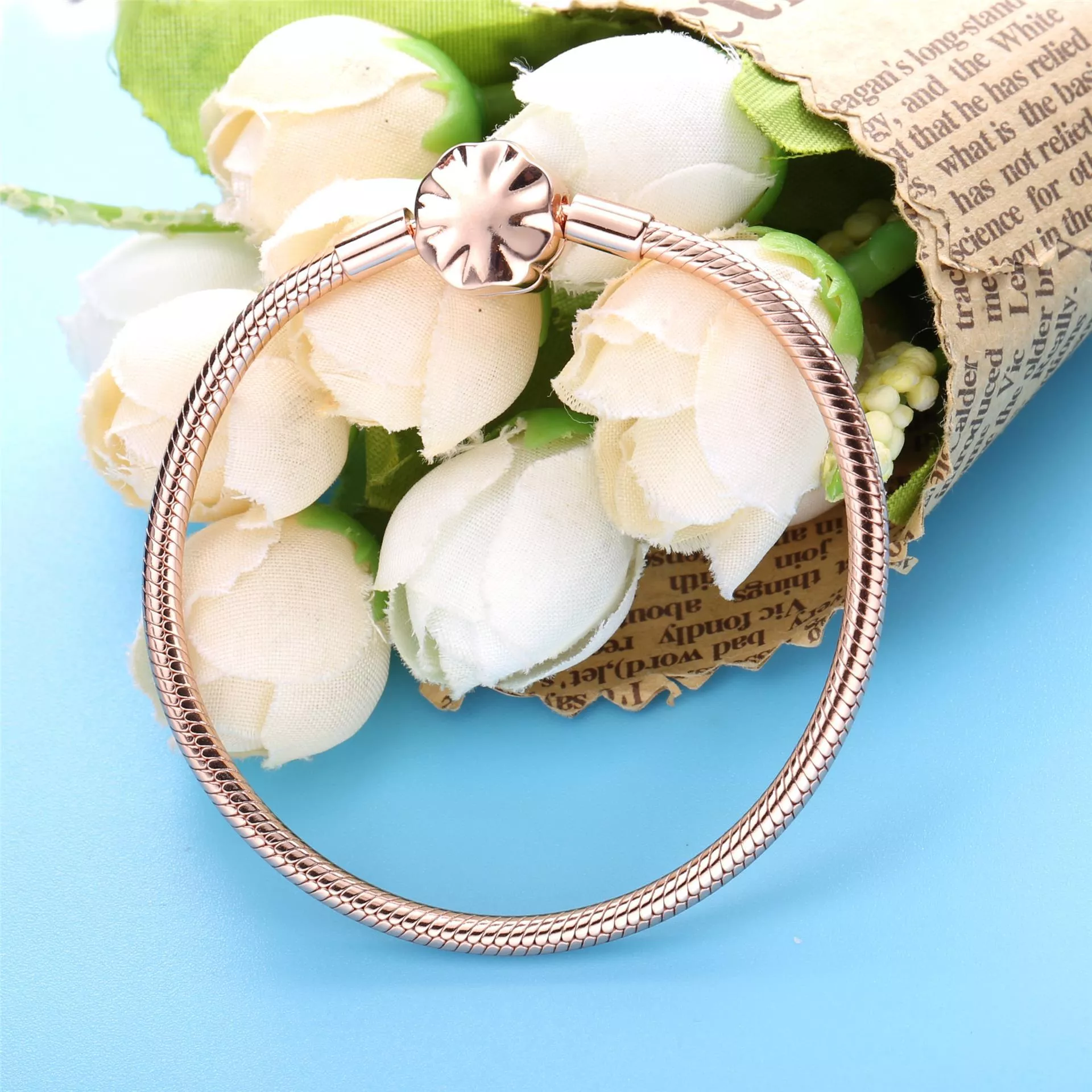 Corrente de cobra de clasp de ventilador Pandora rosa - 588145C01