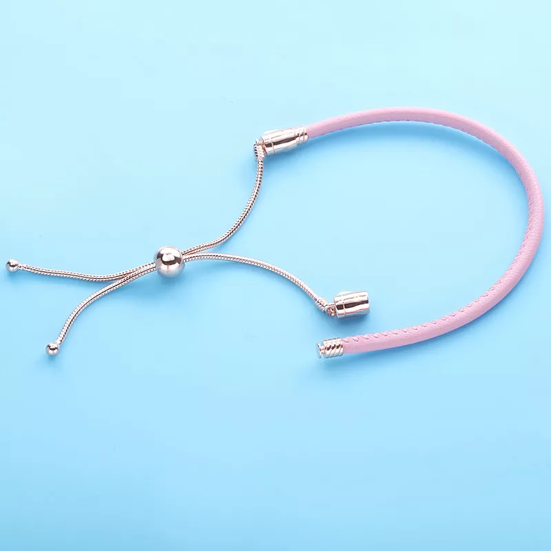 Pulseira de couro rosa Pandora - 589002C01