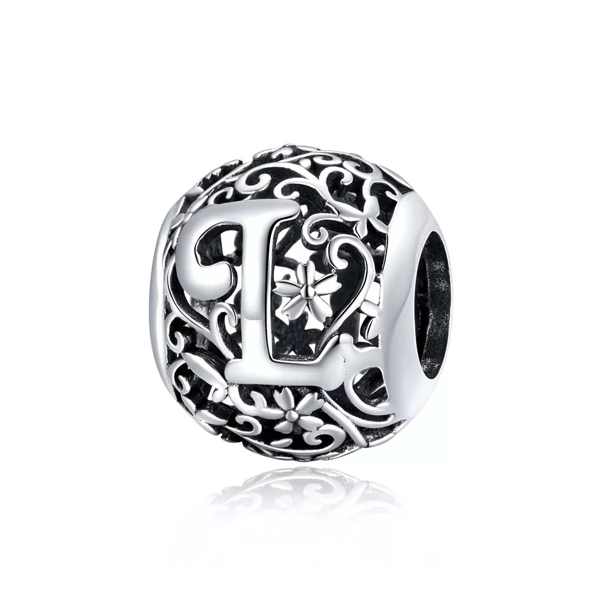 Charm Flores com orifícios, letra L estilo Pandora - SCC1444-L