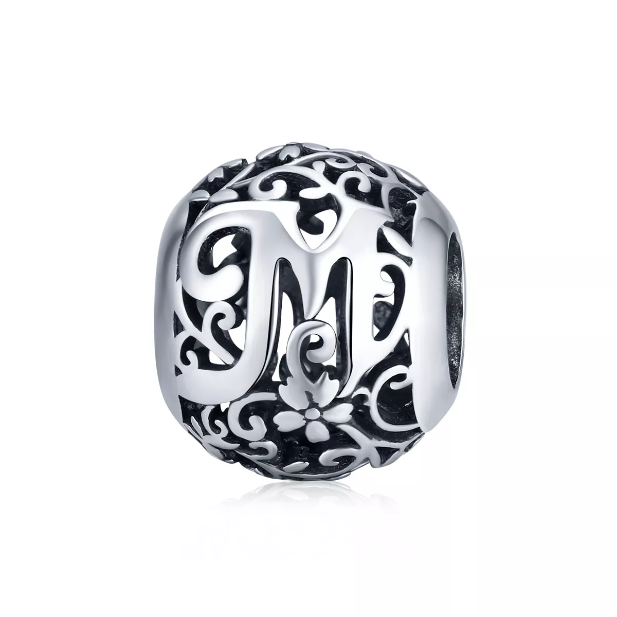 Charm Flores com orifícios, letra M estilo Pandora - SCC1444-M
