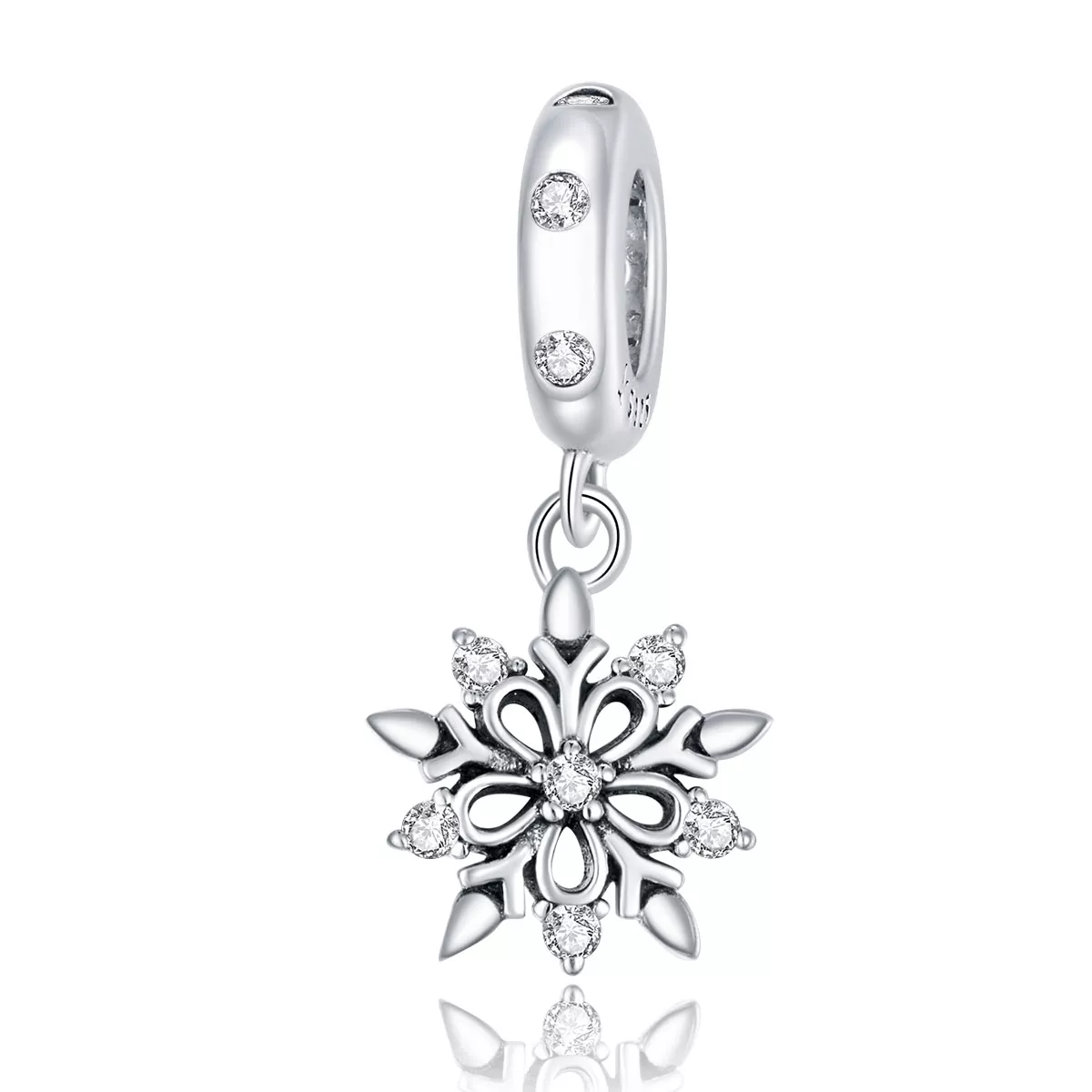 Charm Pendente Floco de neve de cristal balançando estilo Pandora - SCC1649