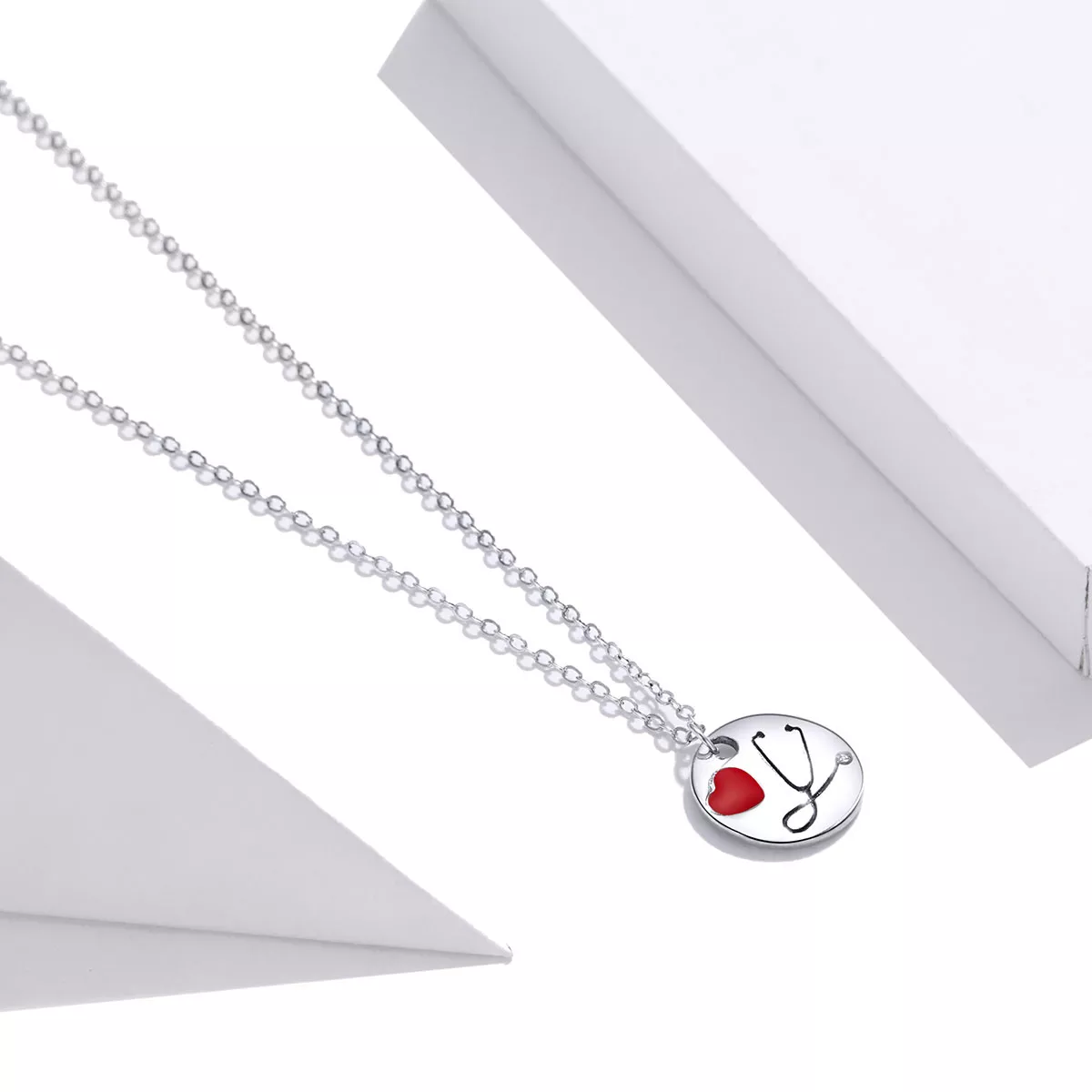 Colar Anjo de branco Estetoscópio amor estilo Pandora - SCN426