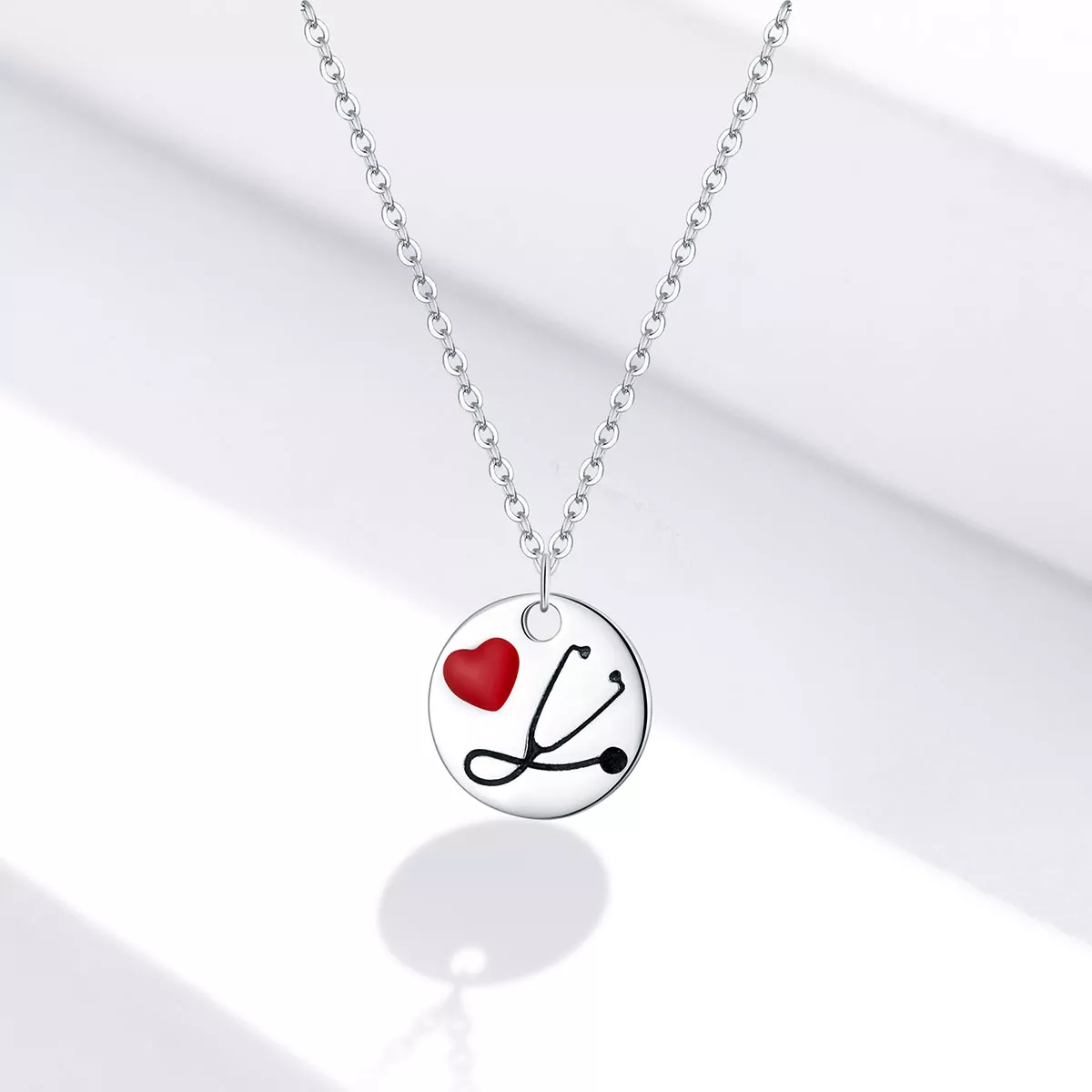 Colar Anjo de branco Estetoscópio amor estilo Pandora - SCN426
