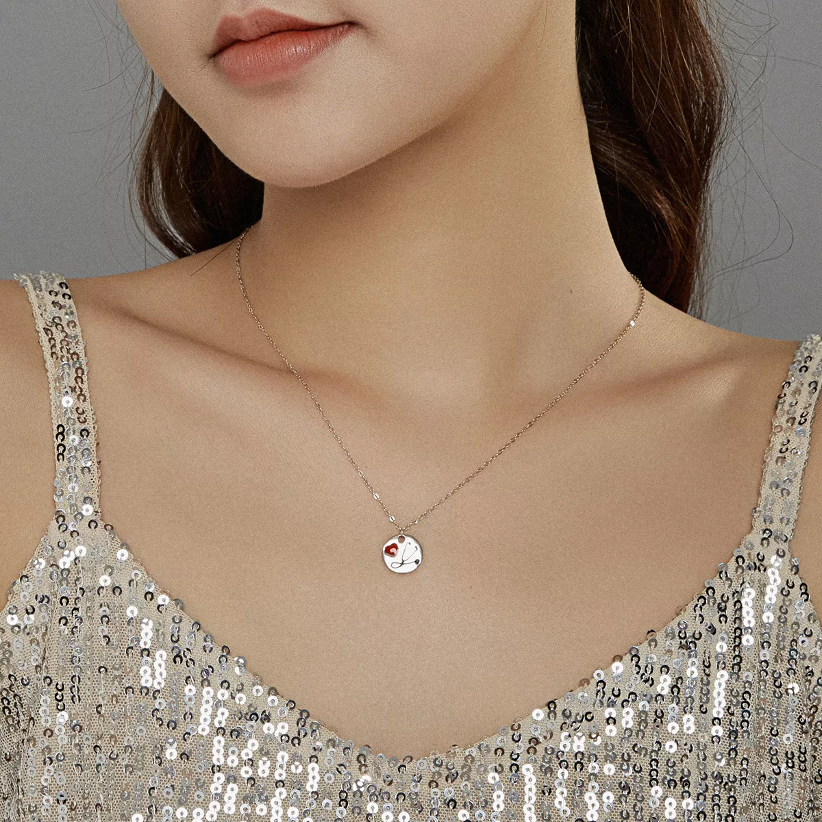 Colar Anjo de branco Estetoscópio amor estilo Pandora - SCN426