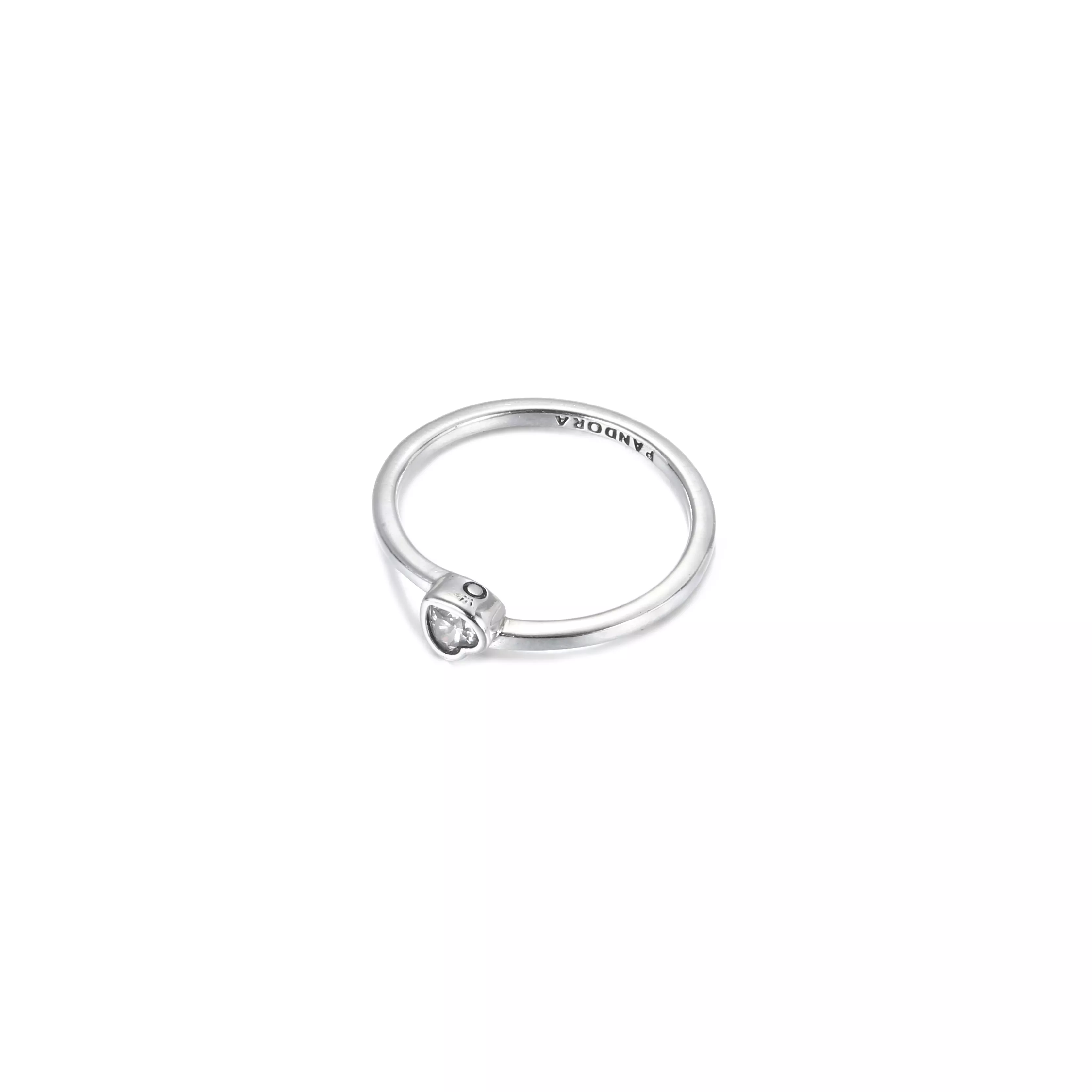 Anel Solitário Coração Inclinado Transparente - 199267C02