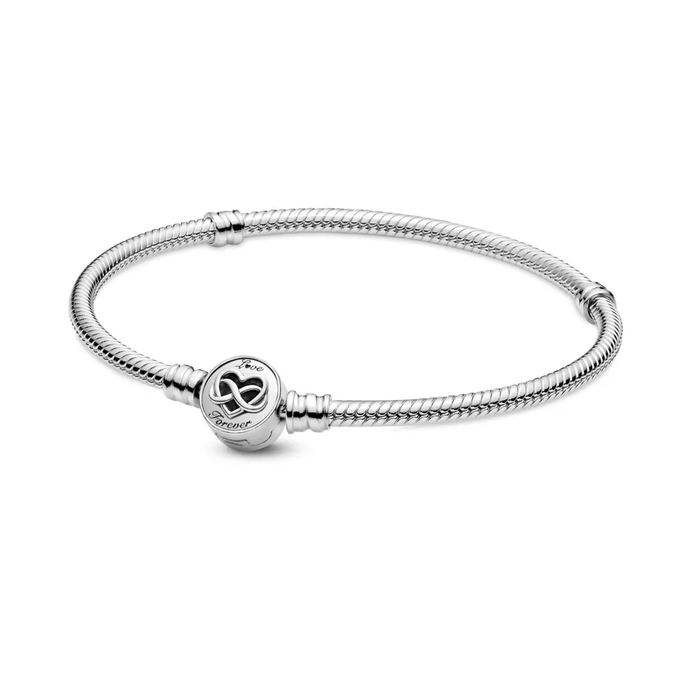 Bracelete Em Trama Pandora Moments Com Fecho Infinito De Coracao - 599365C00