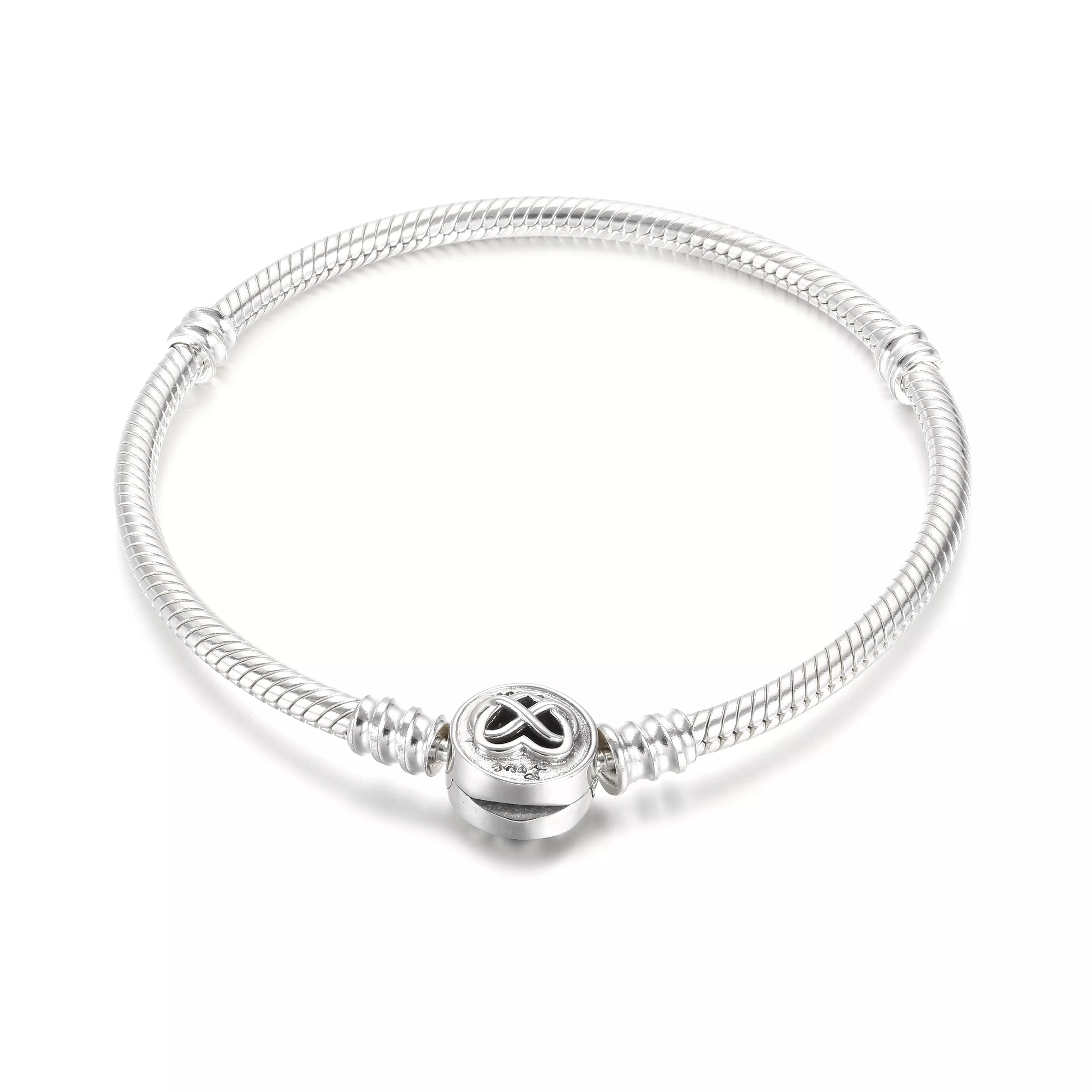 Bracelete Em Trama Pandora Moments Com Fecho Infinito De Coracao - 599365C00