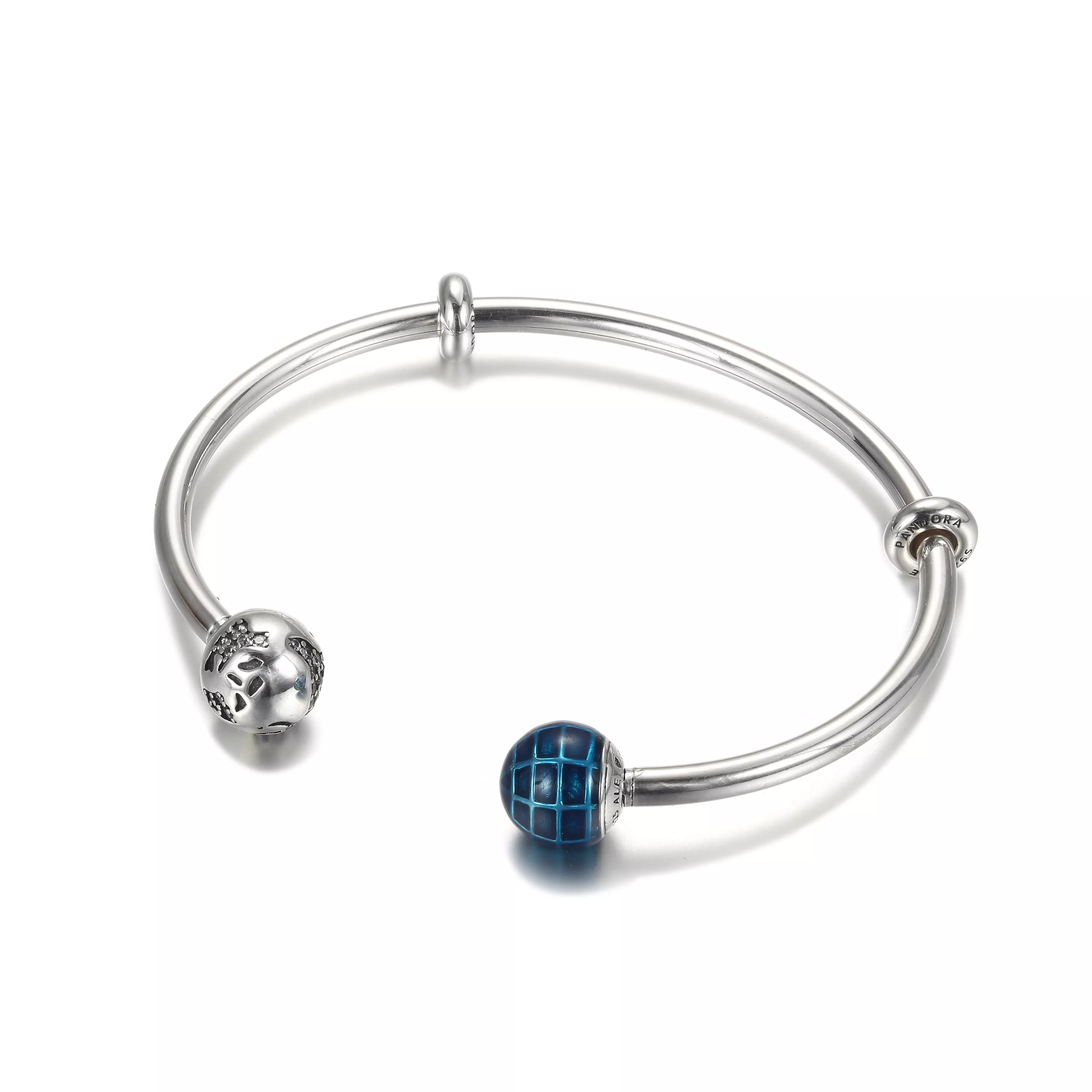 Bracelete Rigido Aberto planeta azul e globo Pandora - 599223C01