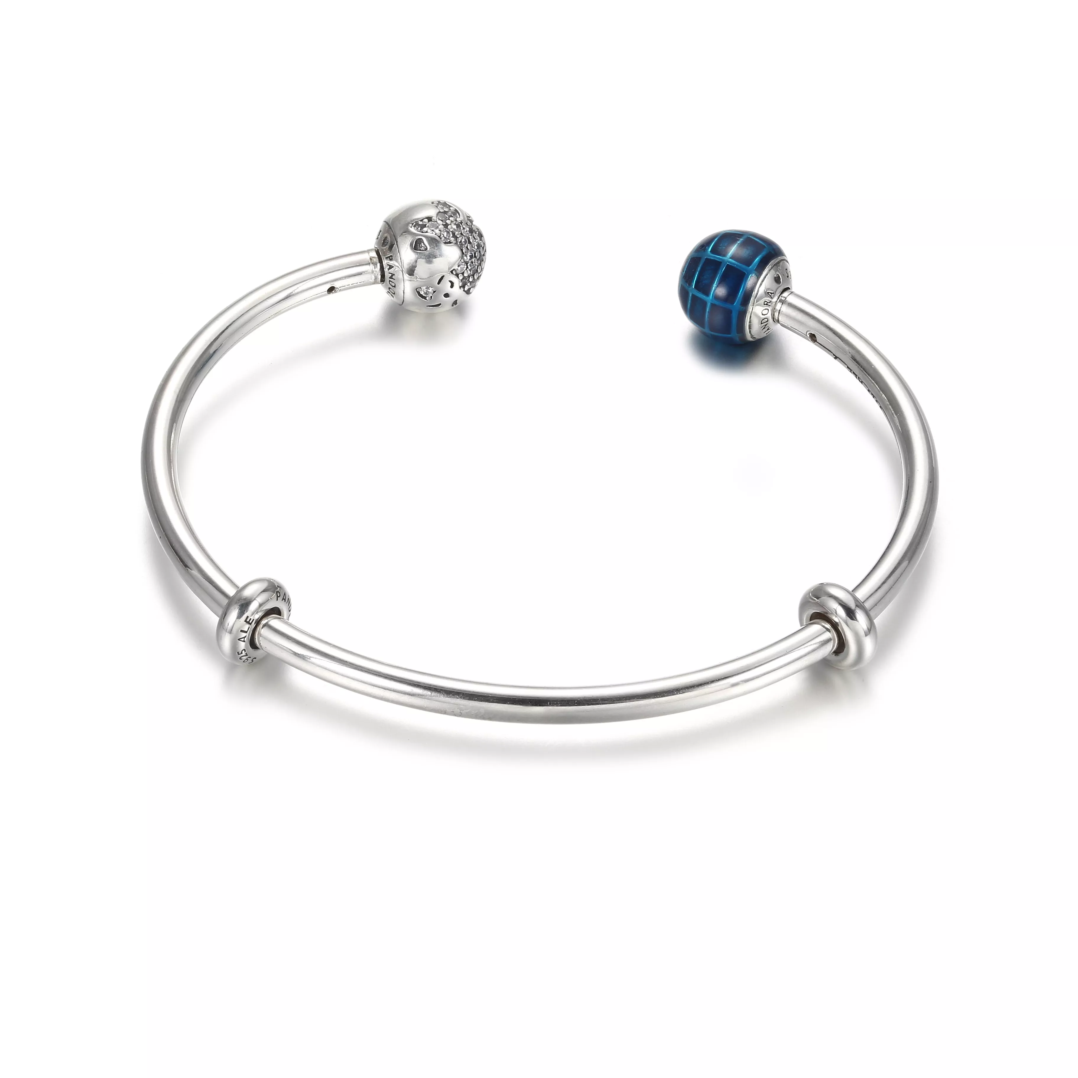Bracelete Rigido Aberto planeta azul e globo Pandora - 599223C01