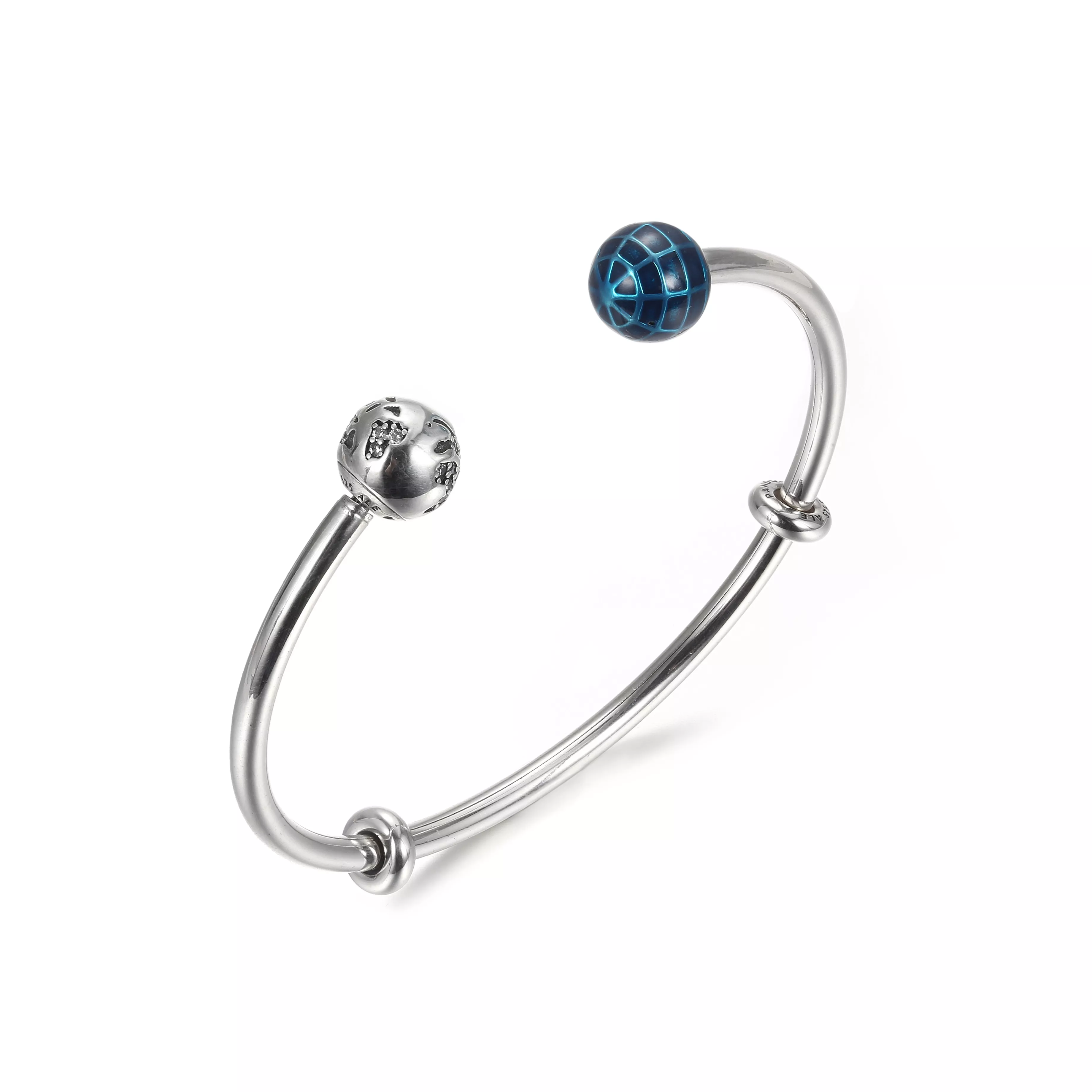 Bracelete Rigido Aberto planeta azul e globo Pandora - 599223C01
