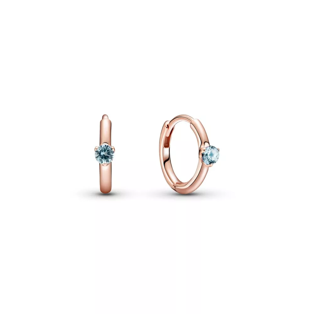 Brinco Argolas Paciência Azul Claro Huggie Pandora Rosa - 289304C02