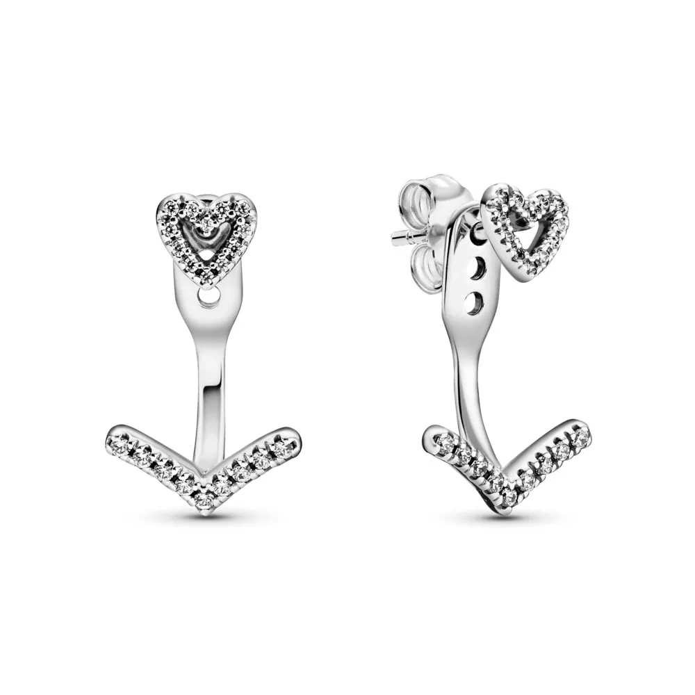 Brincos Sparkling Wishbone Heart Pandora - 299280C01