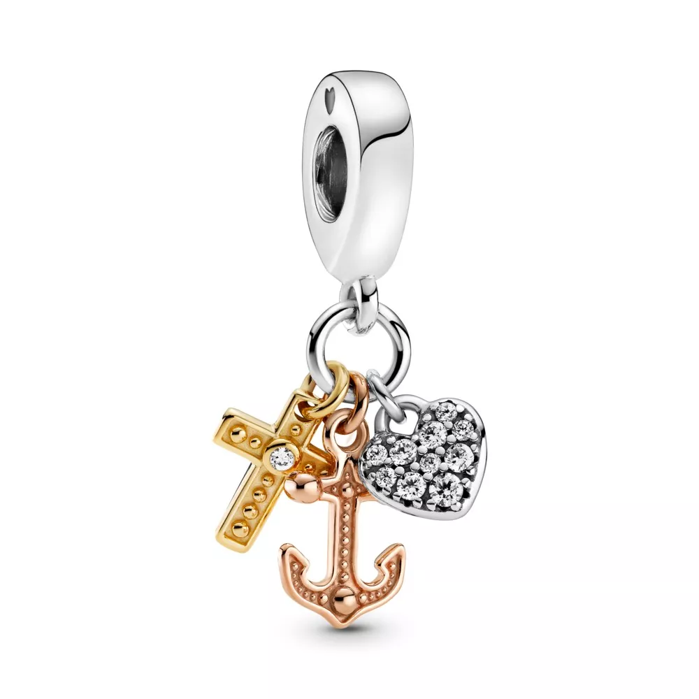 Charm Pendente De Cruz, Coração E Âncora - 799354C01
