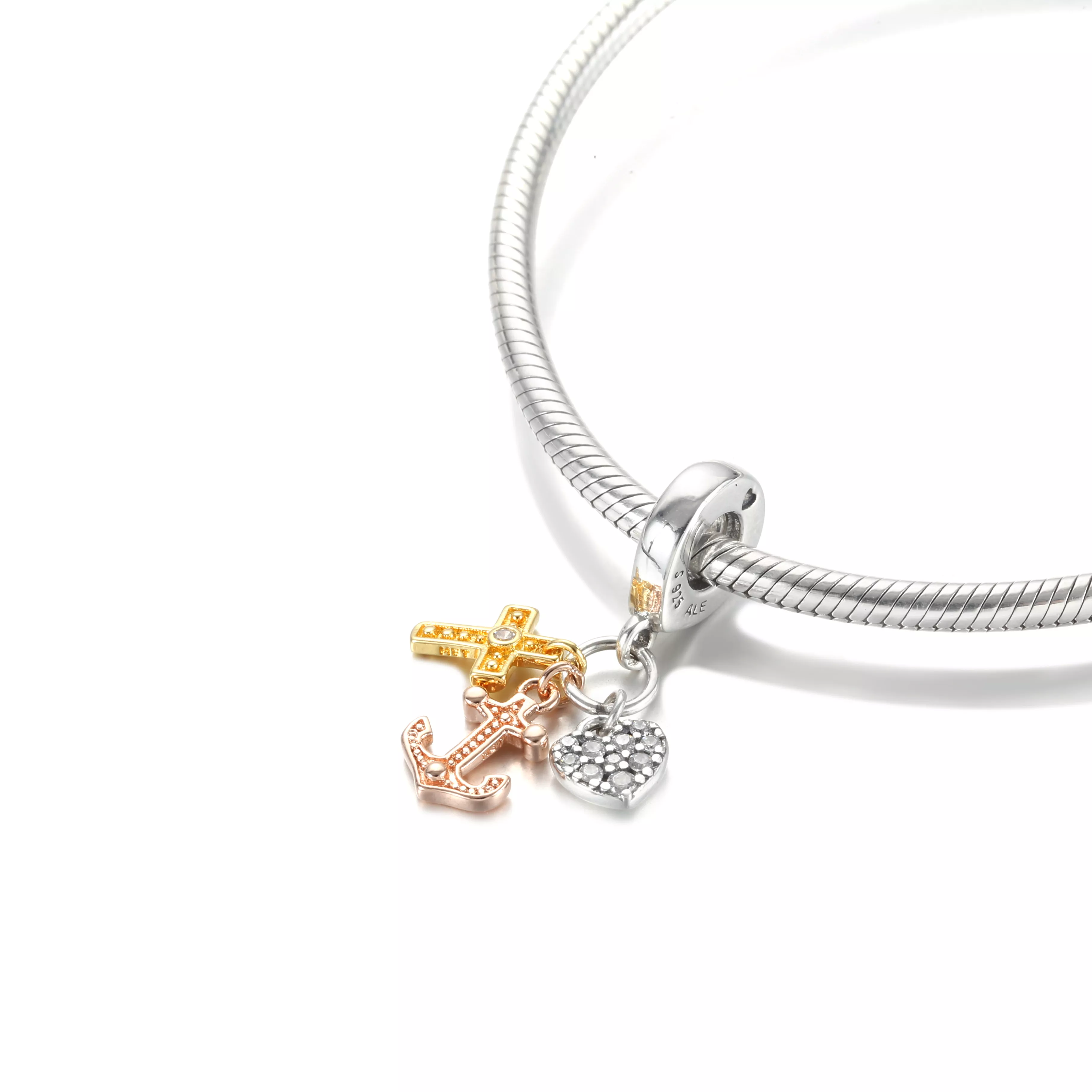 Charm Pendente De Cruz, Coração E Âncora - 799354C01