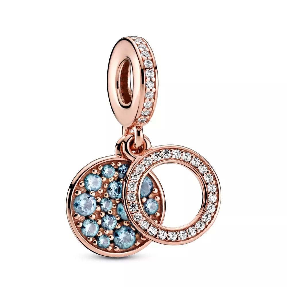 Charm Pendente Duplo Disco Brilhante Azul Claro Pandora Rose™ - 789186C03