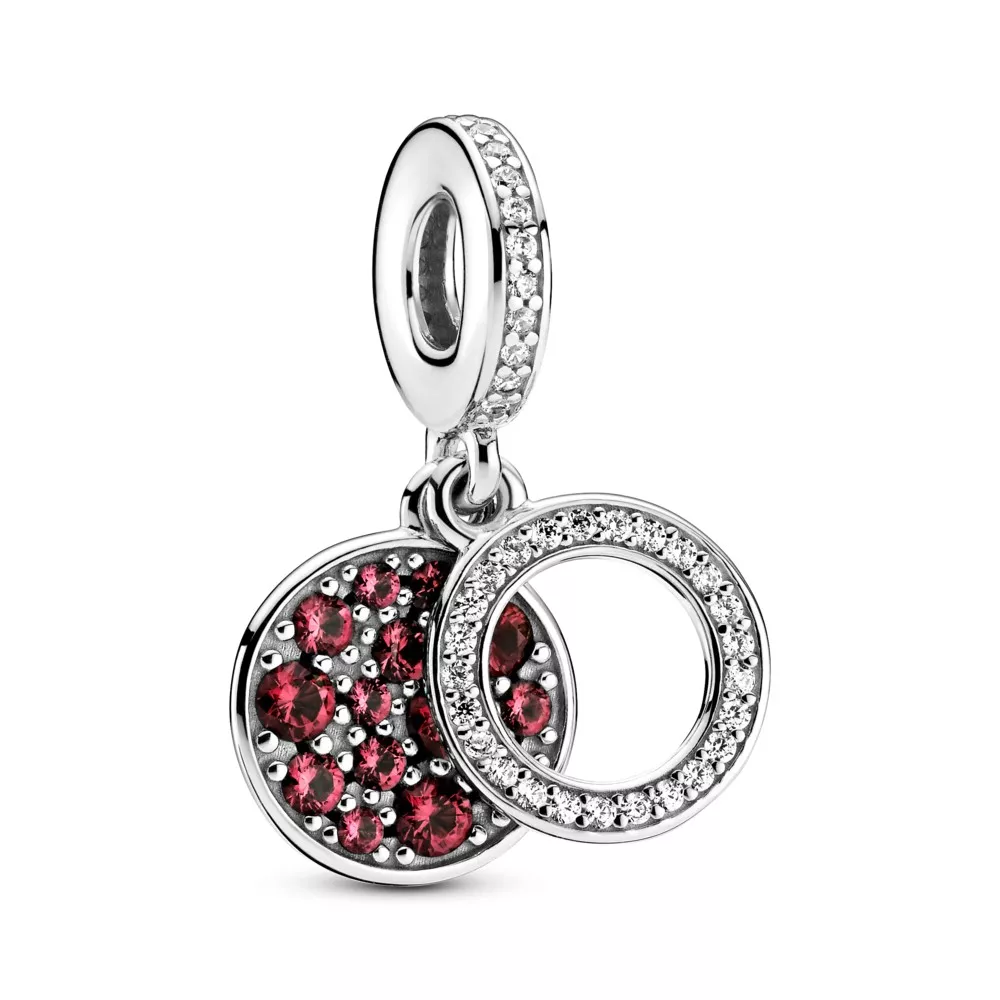 Charm Pendente Duplo Disco Brilhante Vermelho - 799186C03
