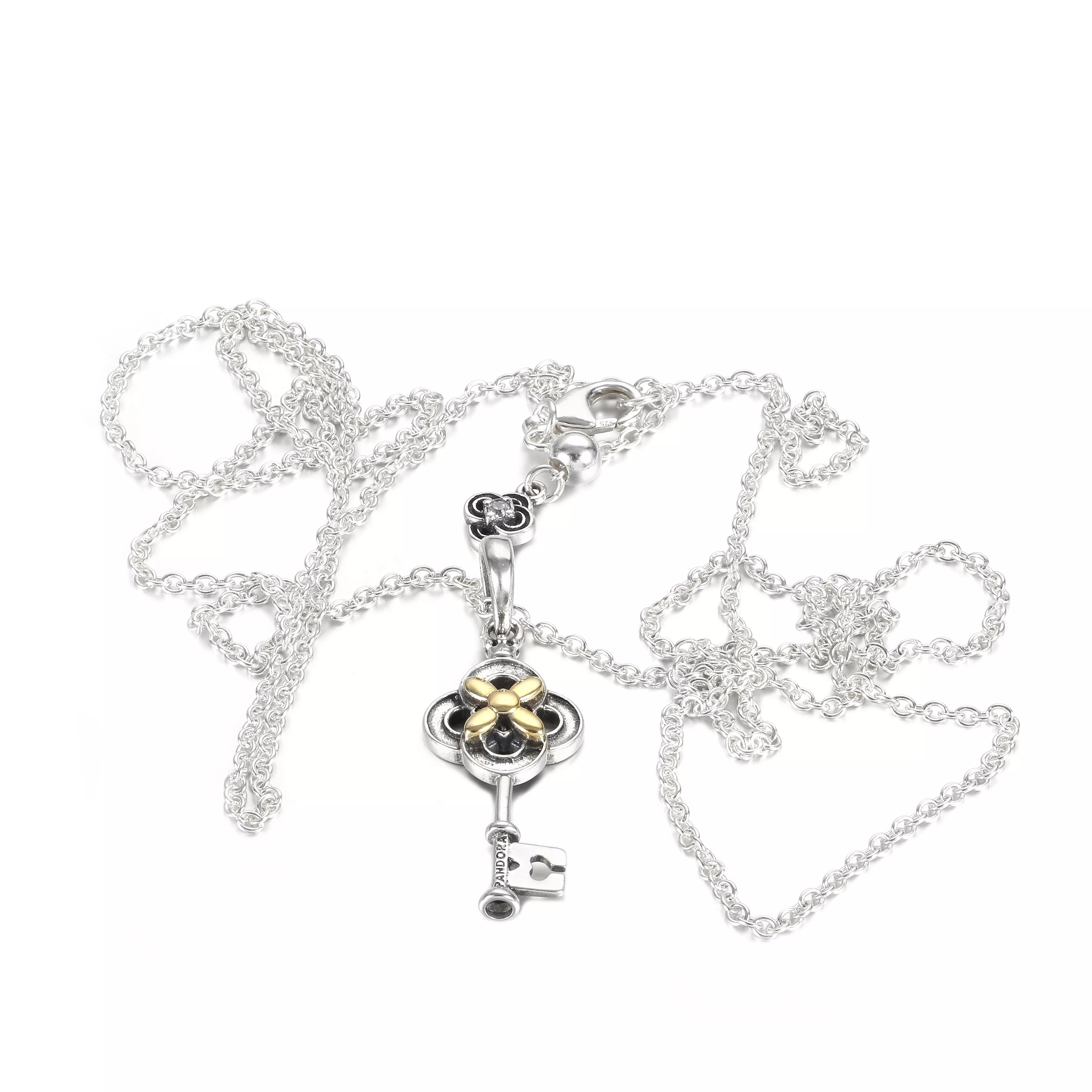 Colar De Chave E Flor Com Ouro 14k - 399339C01