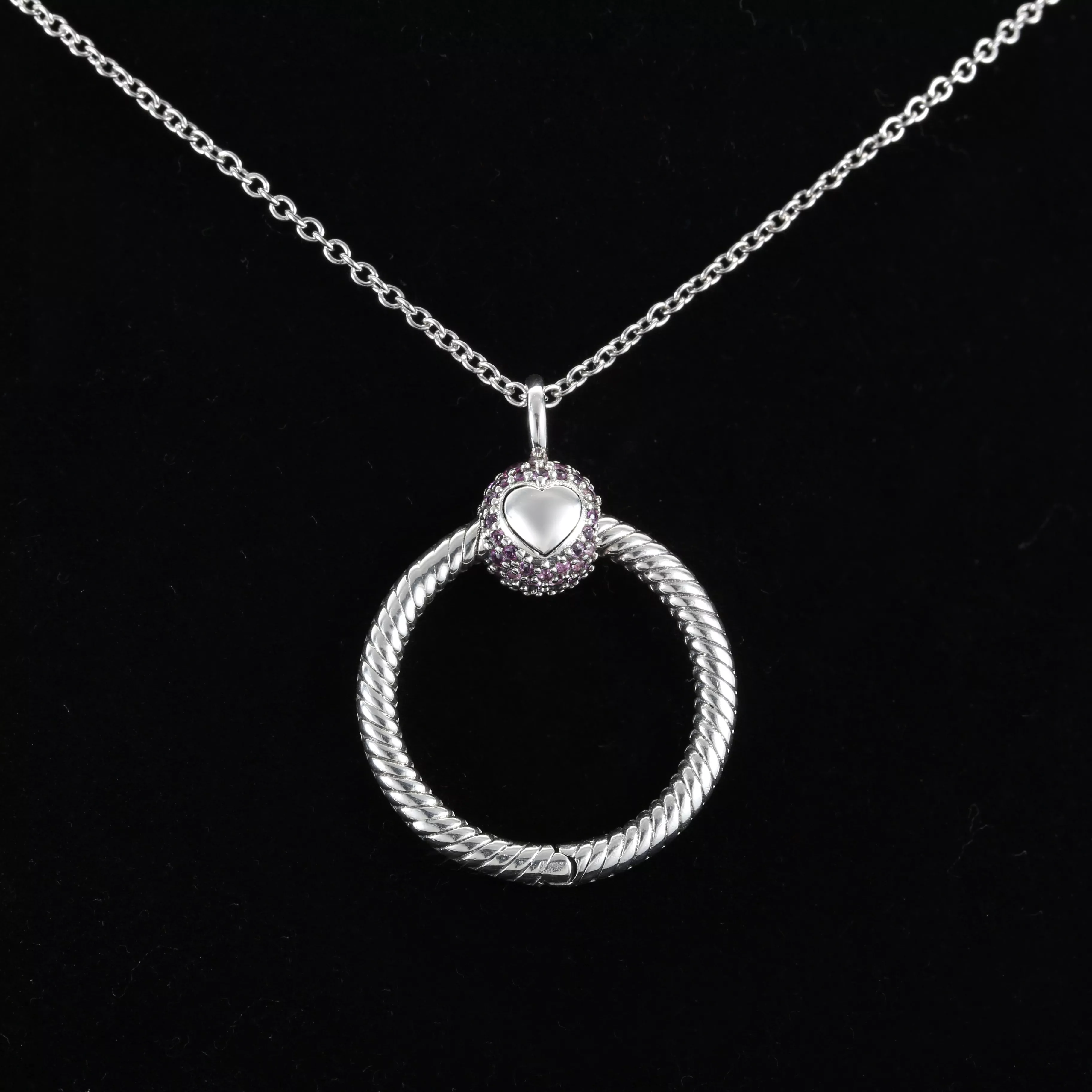 Pendente O Pandora Moments Pequeno Rosa Em Pavé - 399097C02