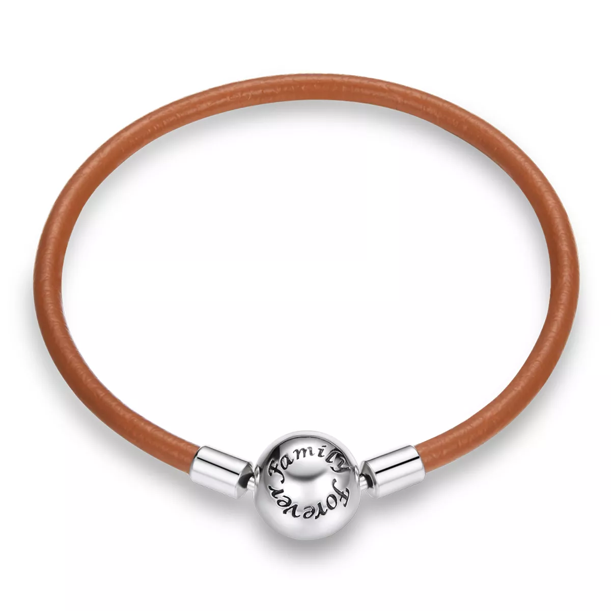 Bracelete Couro Família para sempre estilo Pandora - SCB215