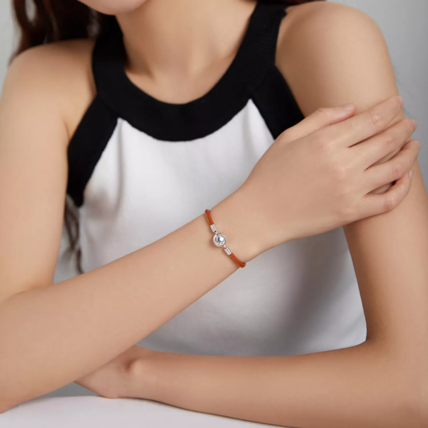 Bracelete Couro Família para sempre estilo Pandora - SCB215