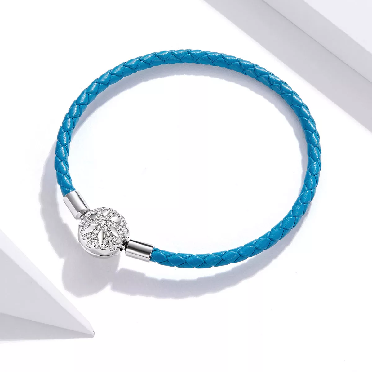 Bracelete Couro Floco de neve estilo Pandora - SCB196