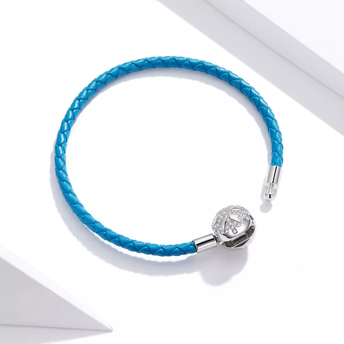 Bracelete Couro Floco de neve estilo Pandora - SCB196