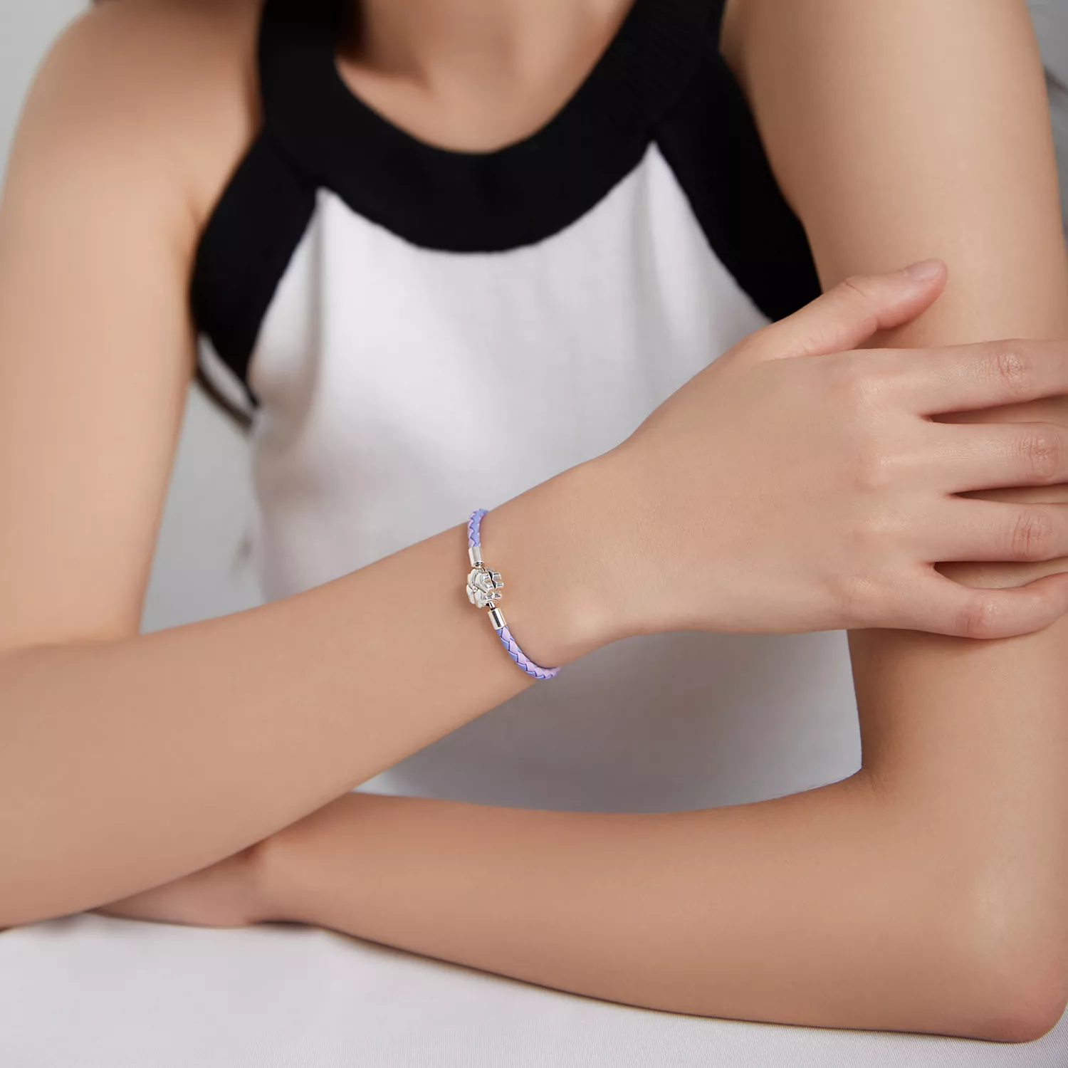 Bracelete Couro Trevo da Sorte estilo Pandora - SCB214