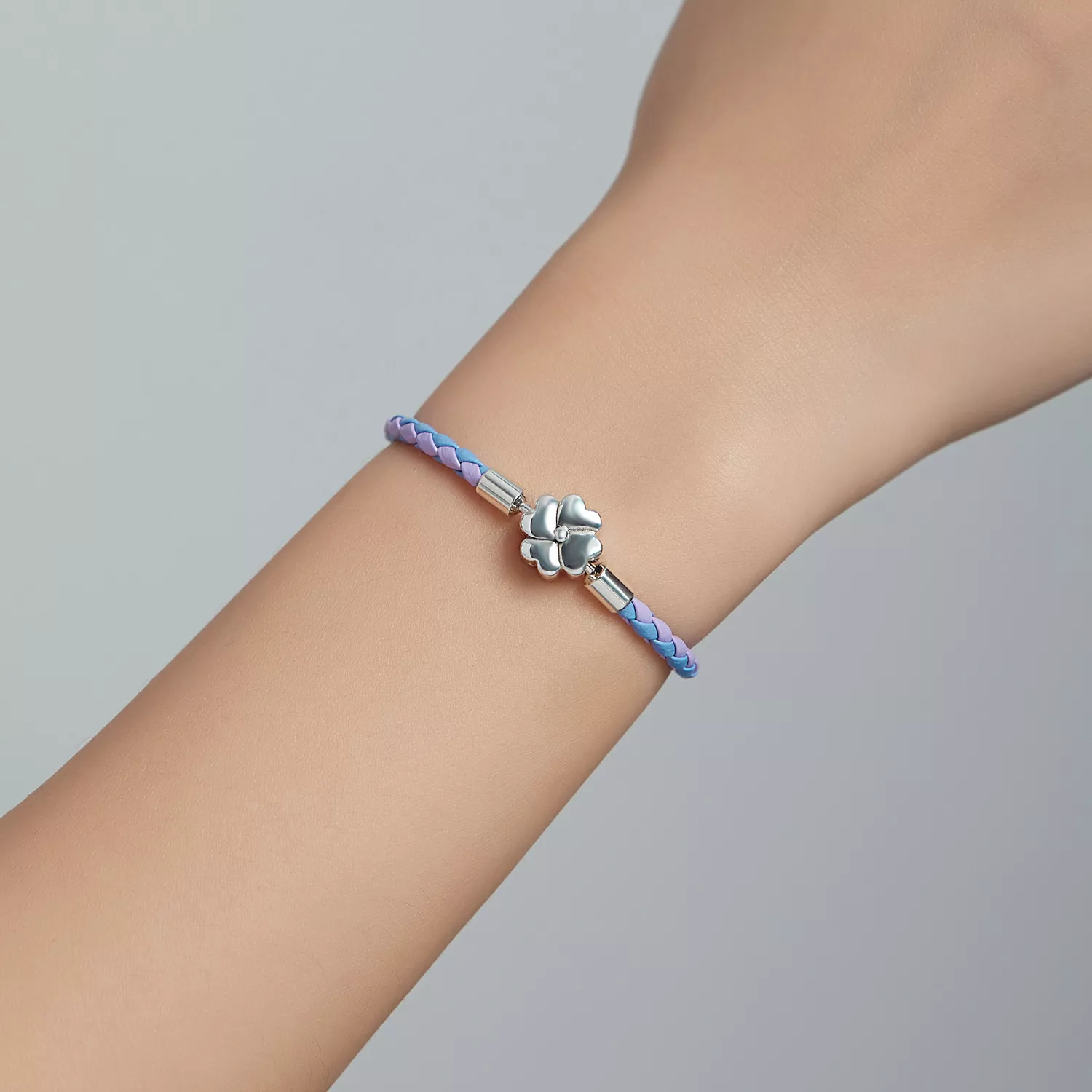 Bracelete Couro Trevo da Sorte estilo Pandora - SCB214