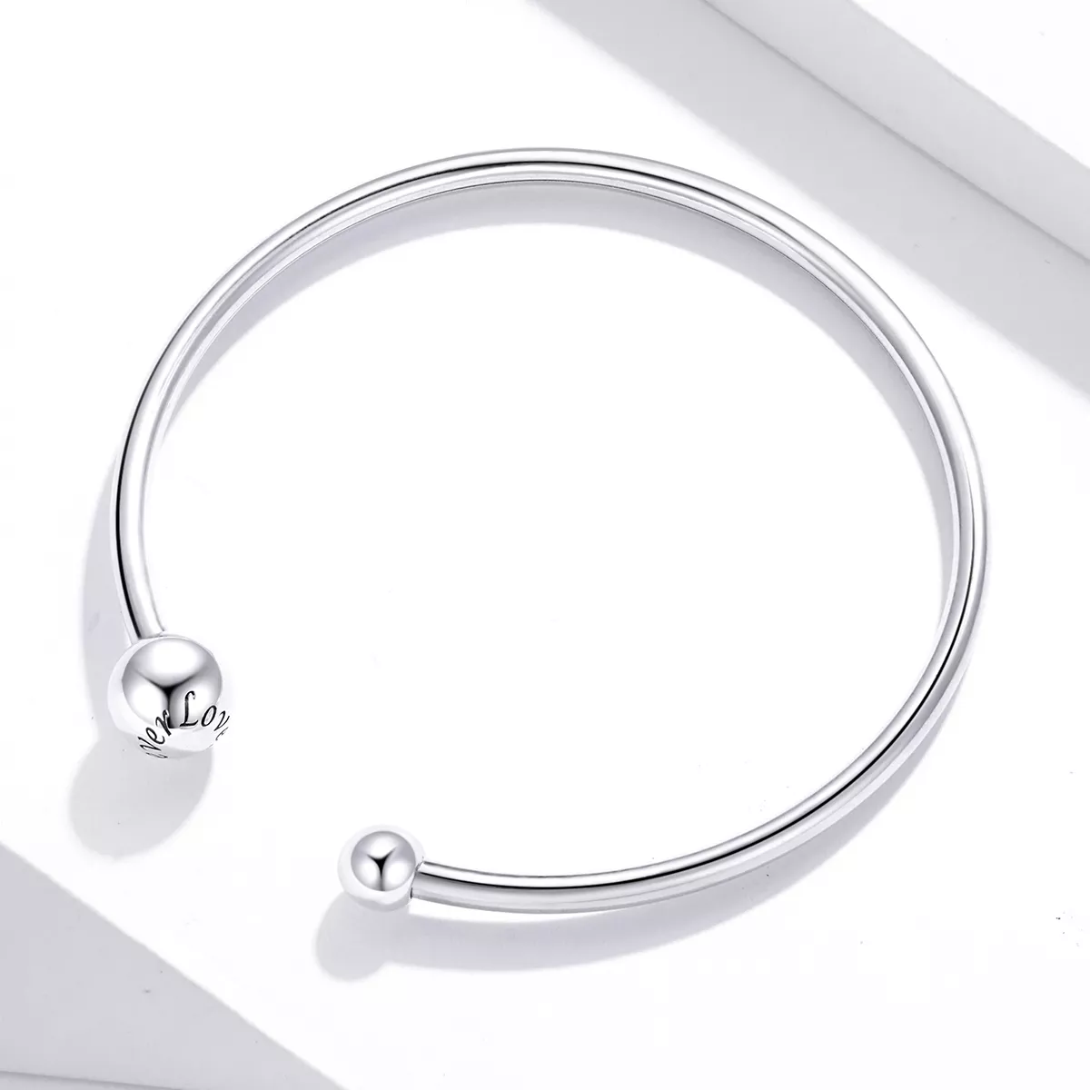 Bracelete Rigido Aberto Bola de prata estilo Pandora - SCB198