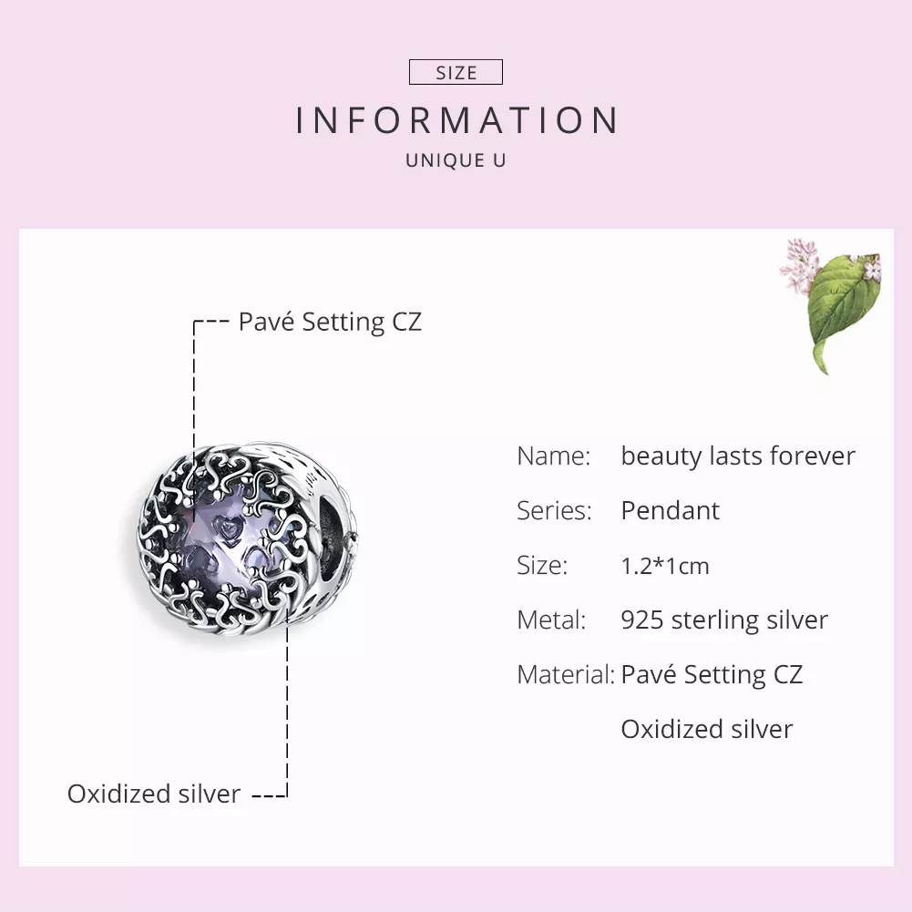 Charm A beleza dura para sempre estilo Pandora - SCC1791