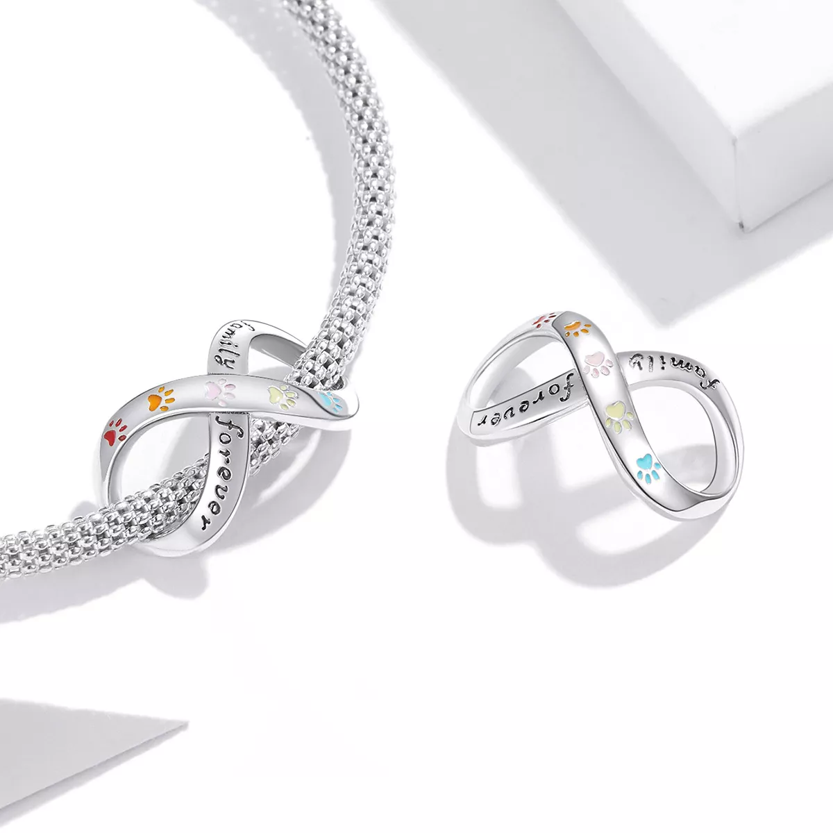 Charm A impressão da pata do amor estilo Pandora - SCC1849