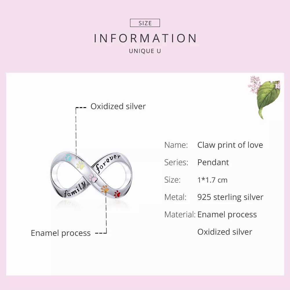 Charm A impressão da pata do amor estilo Pandora - SCC1849