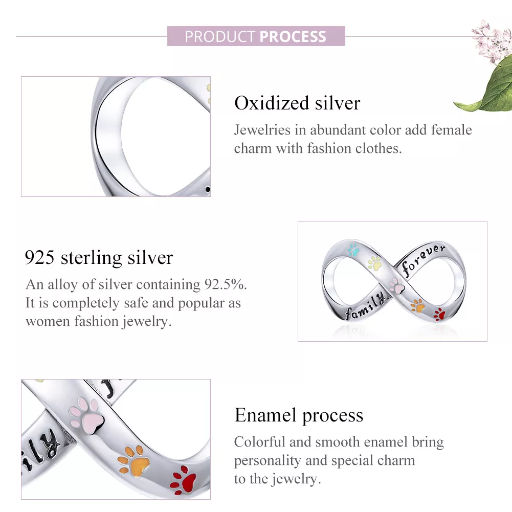 Charm A impressão da pata do amor estilo Pandora - SCC1849